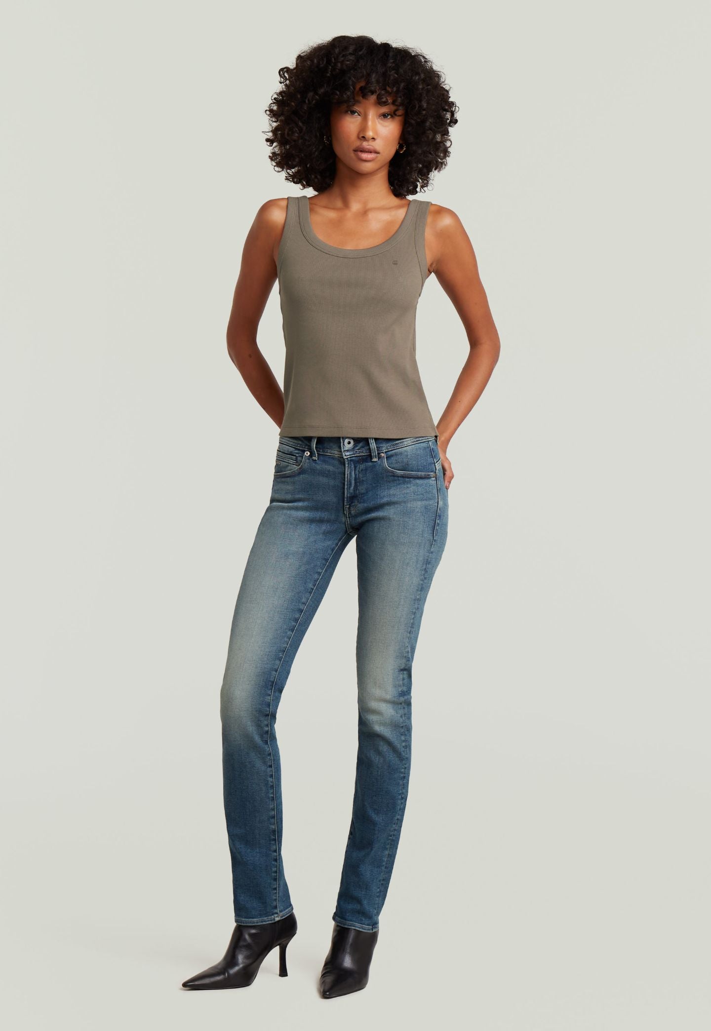 Light Gray גופיה לנשים Slim Rib G STAR