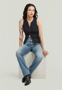 Light Gray גופיית ריב לנשים 2 Way Slim Rib Tank G STAR