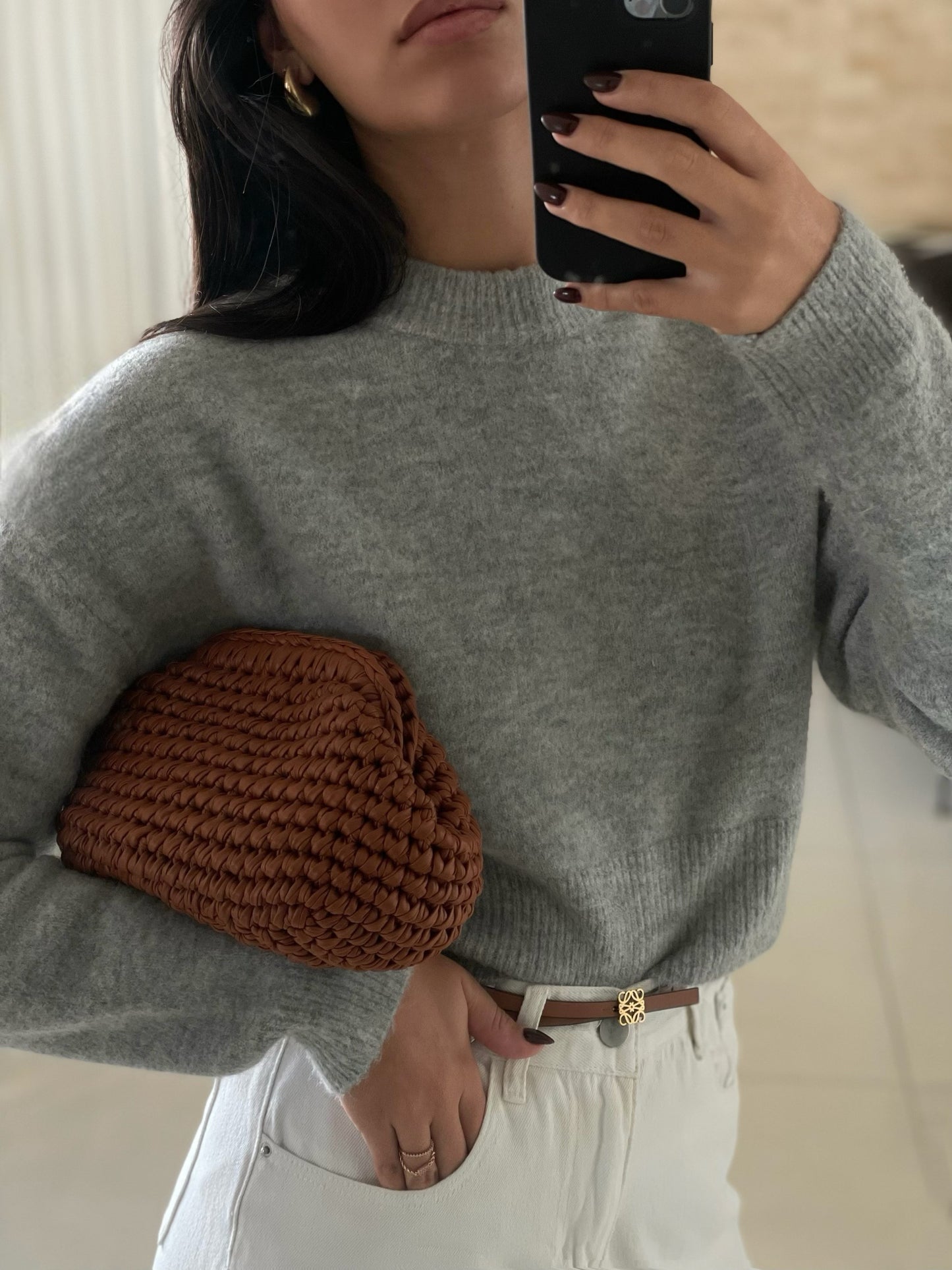 Dim Gray קלאץ' סרוג Cherry NOAM HAZAN