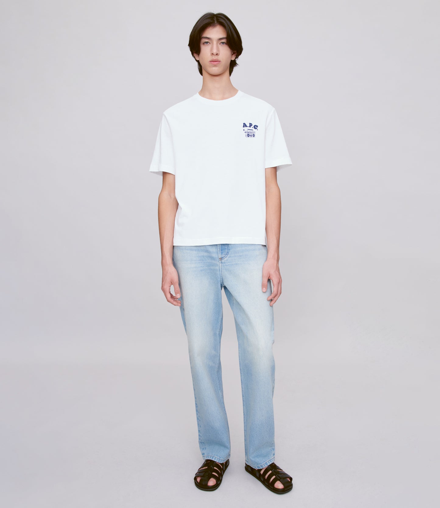 Light Gray טי שירט קצרה לגברים / נשים Disco A.P.C