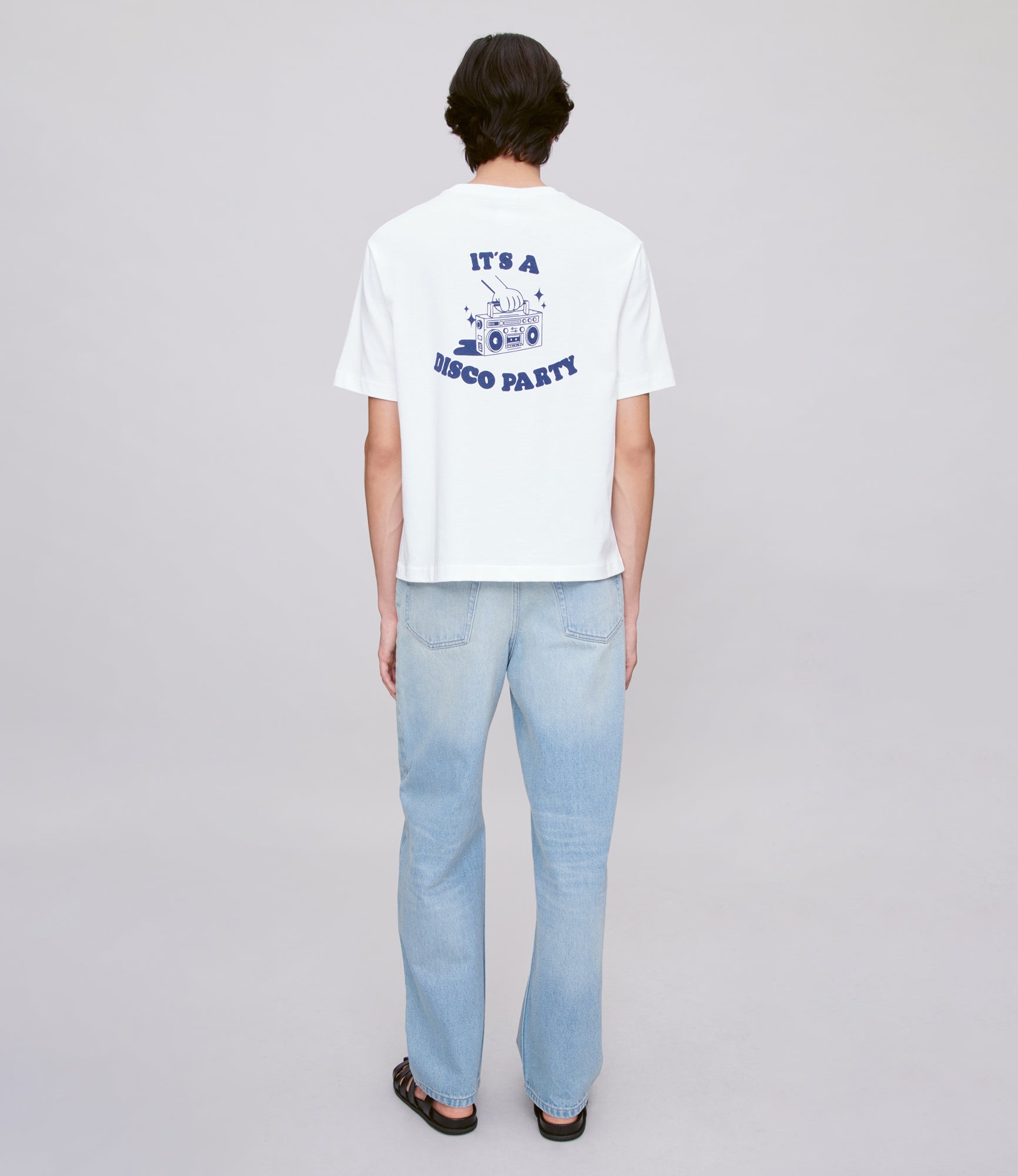 Light Gray טי שירט קצרה לגברים / נשים Disco A.P.C