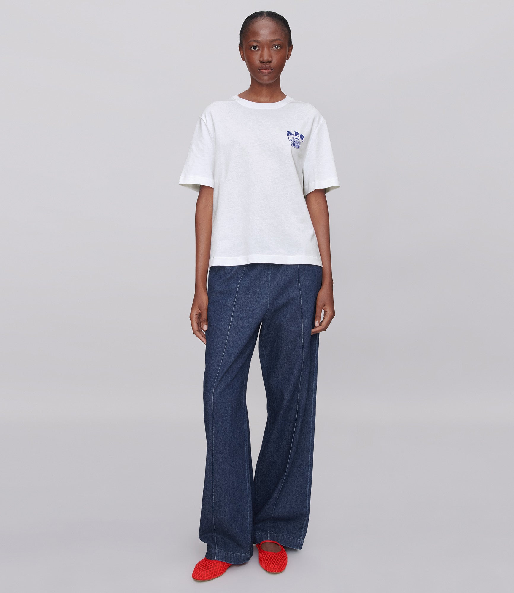 Light Gray טי שירט קצרה לגברים / נשים Disco A.P.C