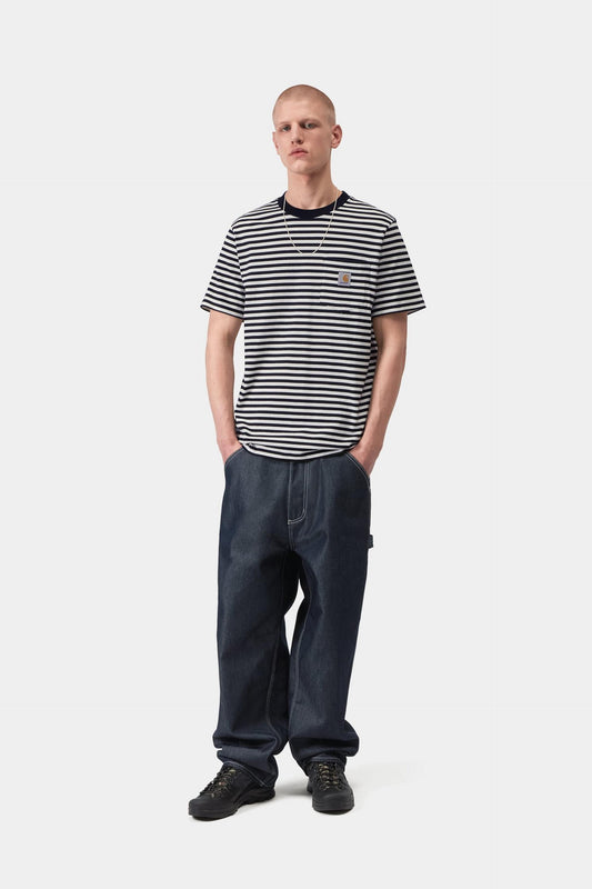 Lavender חולצת טי שירט פסים לגברים S/S Ezra Pocket CARHARTT WIP