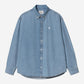 Light Slate Gray חולצת ג'ינס ארוכה לגברים Lucas CARHARTT WIP