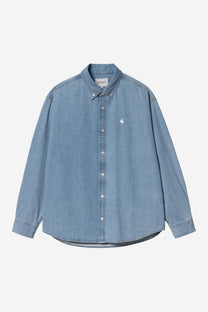 Light Slate Gray חולצת ג'ינס ארוכה לגברים Lucas CARHARTT WIP