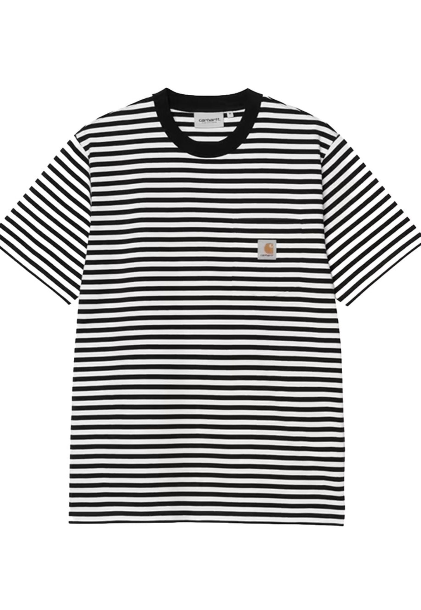 Light Slate Gray חולצת טי שירט פסים לגברים S/S Ezra Pocket CARHARTT WIP