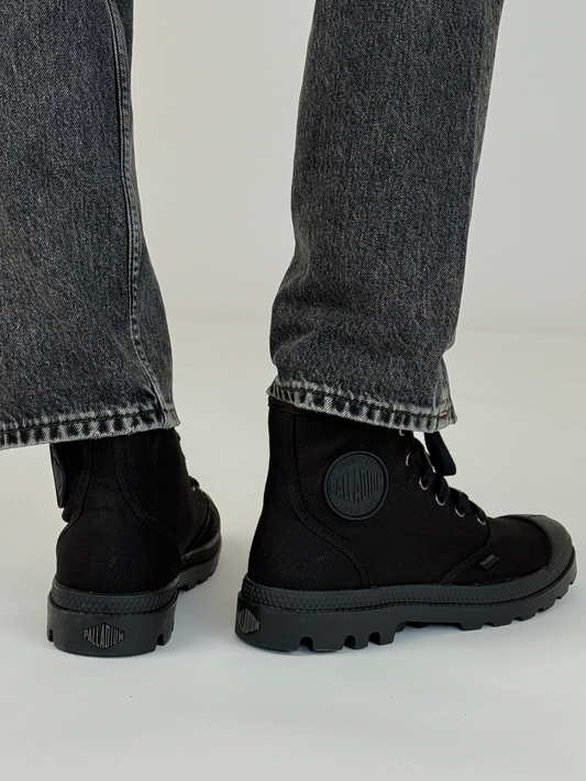 Black נעלי קנבס גבוהות לגברים Pampa PALLADIUM