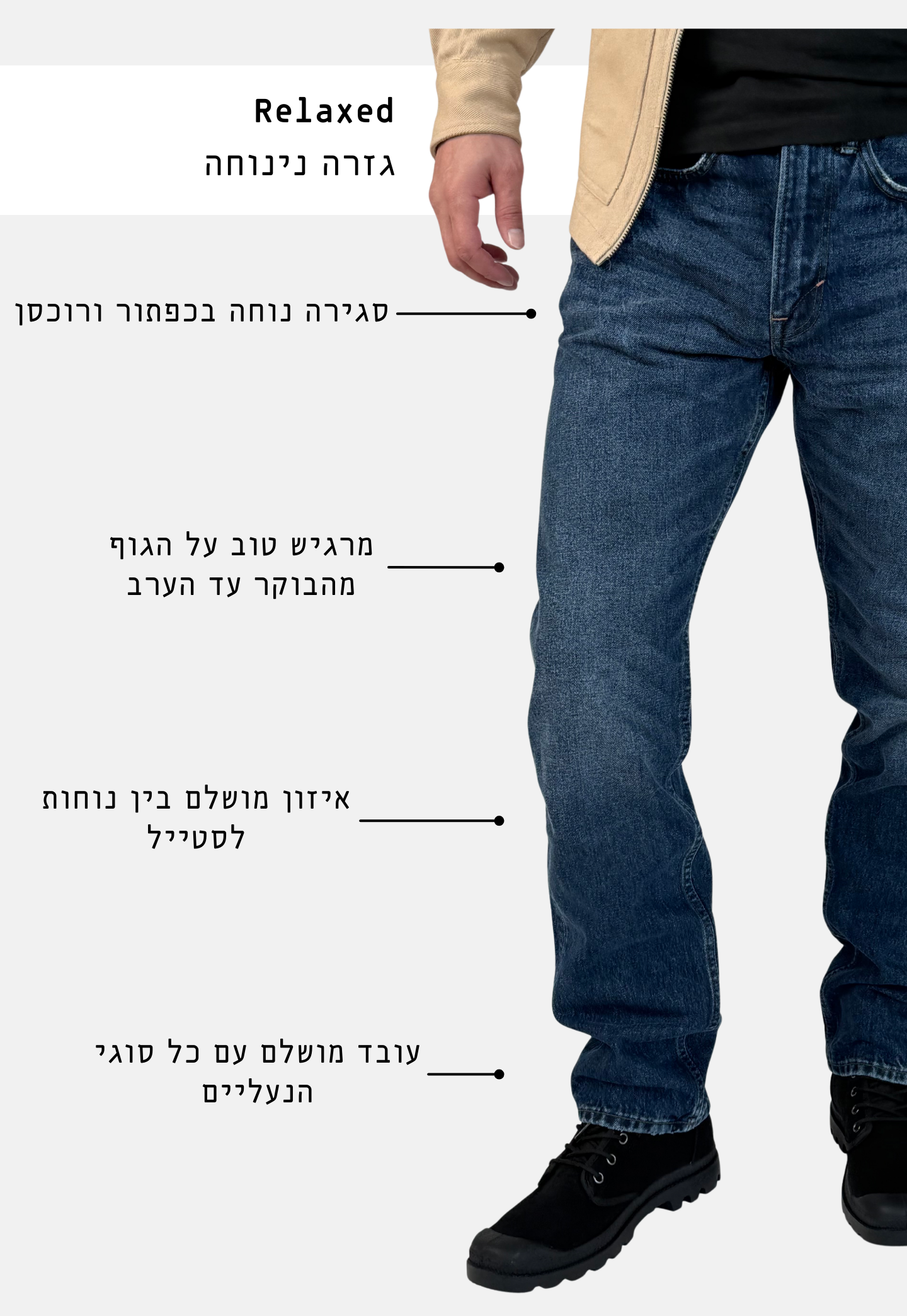 White Smoke ג׳ינס ארוך לגברים S90 – Relaxed Fit MINUS 1