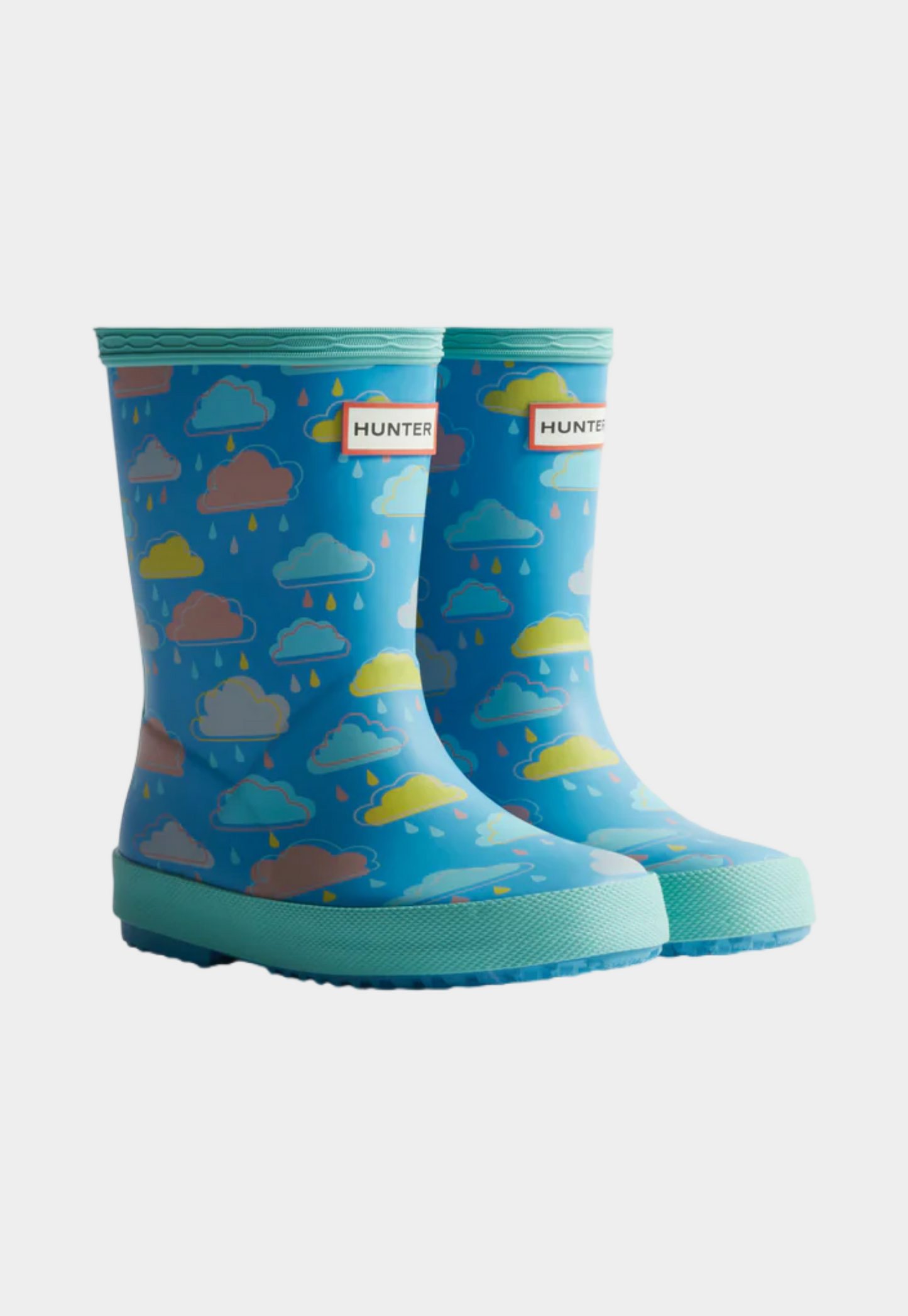 Dark Cyan מגפי גשם מאט עם עננים לילדים HUNTER