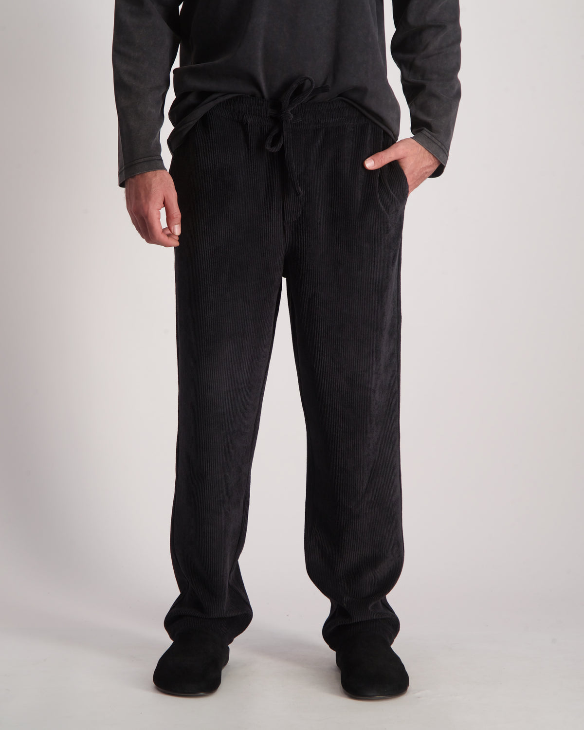 Light Gray מכנסיים ארוכים לגברים Jonhnny Corduroy 05 THIRTY DEGREES
