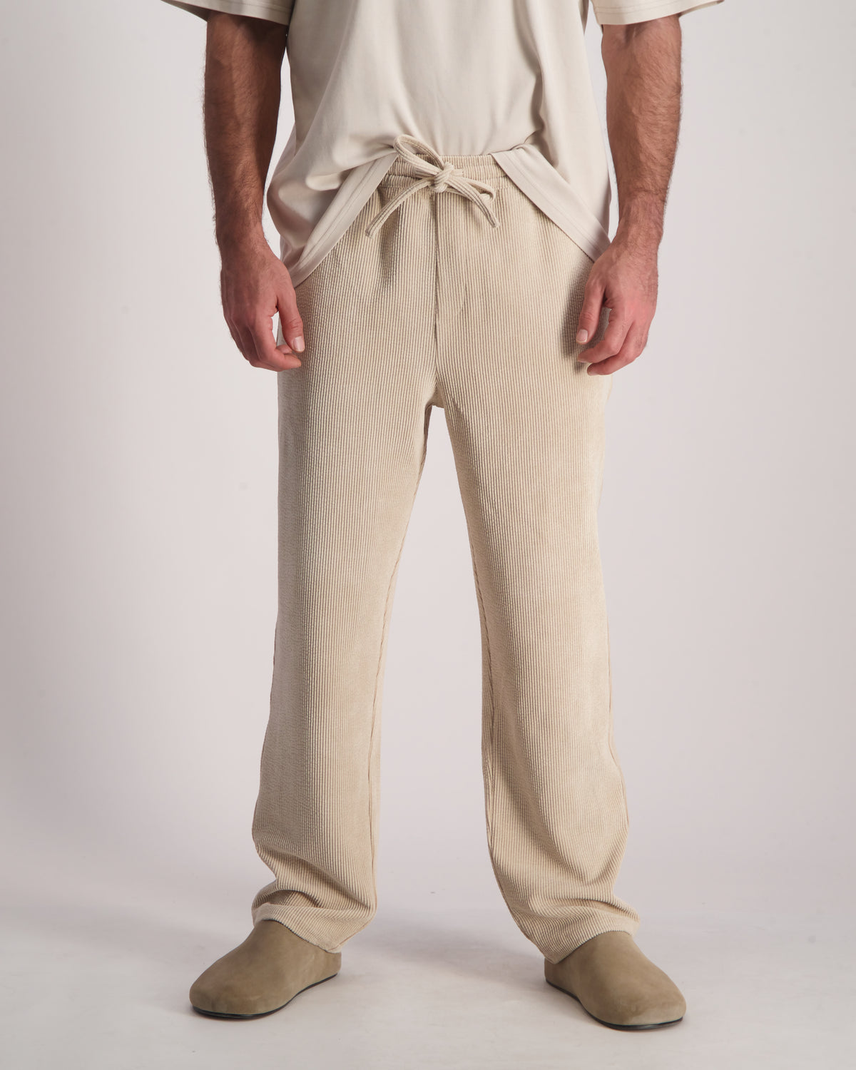 Light Gray מכנסיים ארוכים לגברים Jonhnny Corduroy 05 THIRTY DEGREES