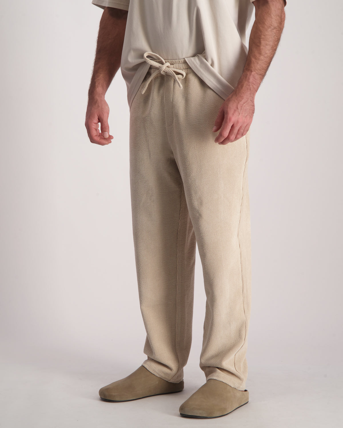 Light Gray מכנסיים ארוכים לגברים Jonhnny Corduroy 05 THIRTY DEGREES