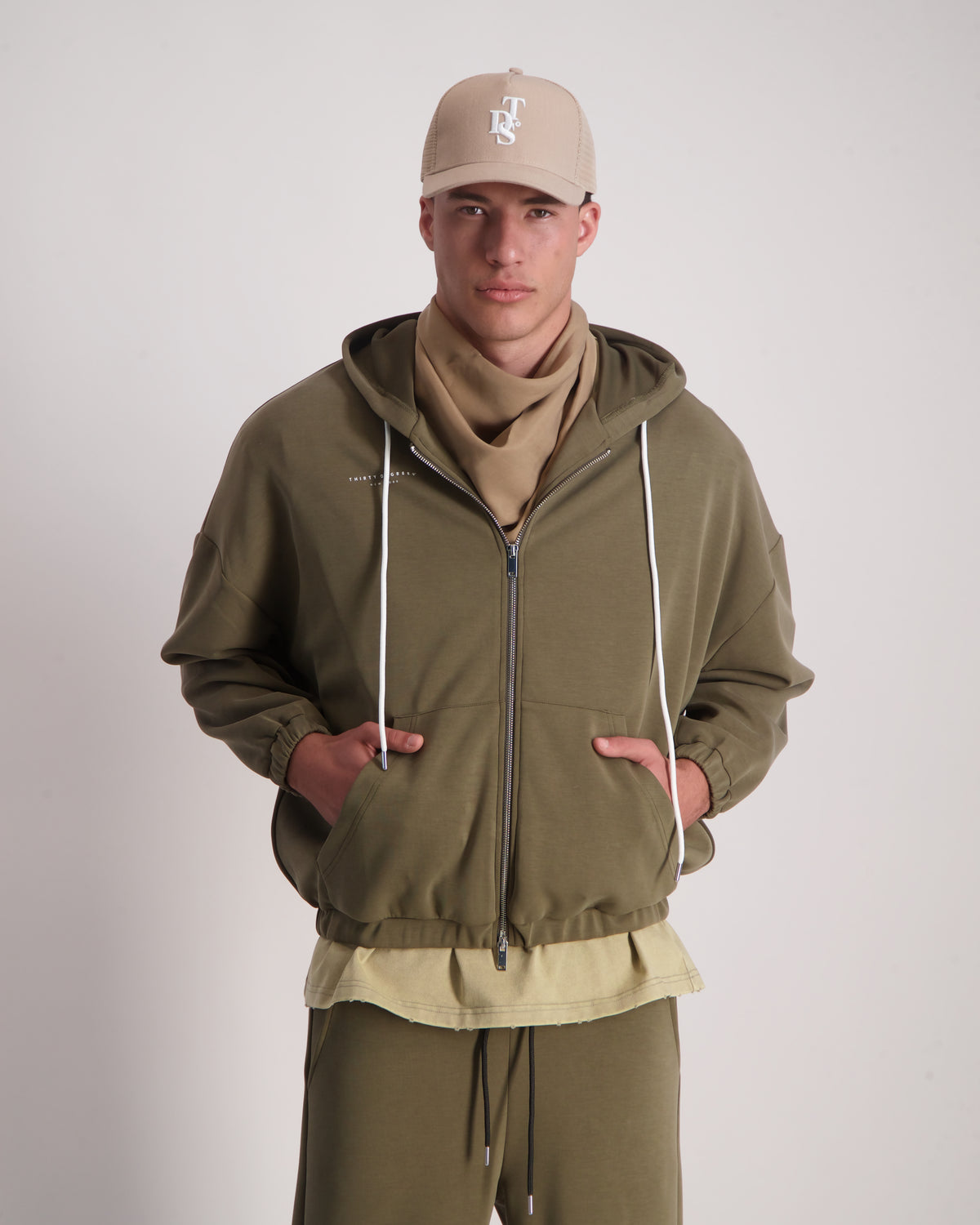 Light Gray קפוצ'ון לגברים Classic Zipper - Sc THIRTY DEGREES