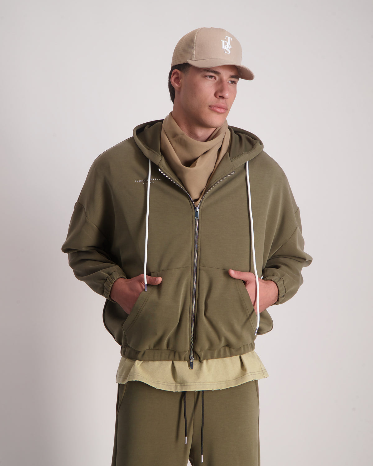 Light Gray קפוצ'ון לגברים Classic Zipper - Sc THIRTY DEGREES