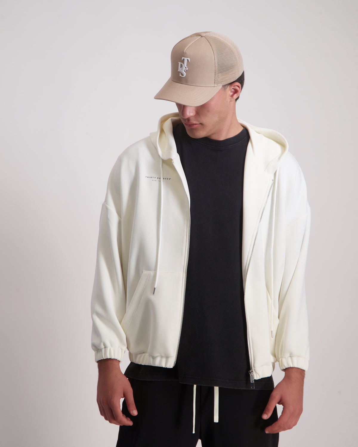 Light Gray קפוצ'ון לגברים Classic Zipper - Sc THIRTY DEGREES