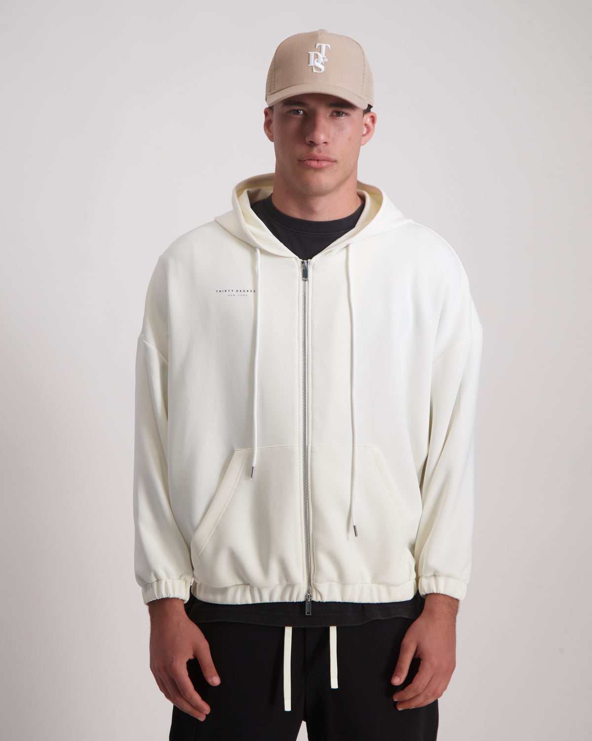 Light Gray קפוצ'ון לגברים Classic Zipper - Sc THIRTY DEGREES