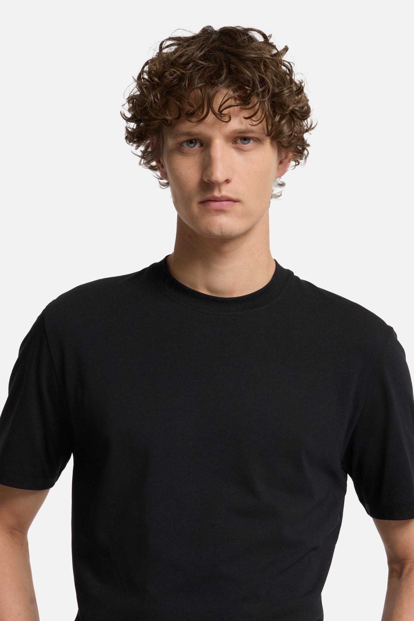 Black טי שירט קצרה לגברים Lyocell SEVEN FOR ALL MANKIND