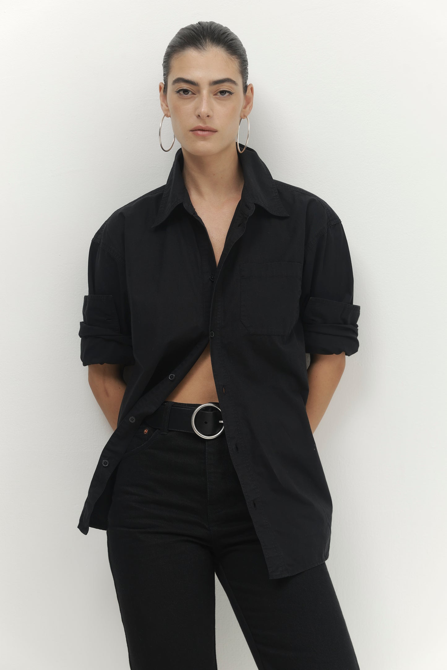 Light Gray חולצה מכופתרת ארוכה לנשים Must Have PAPER