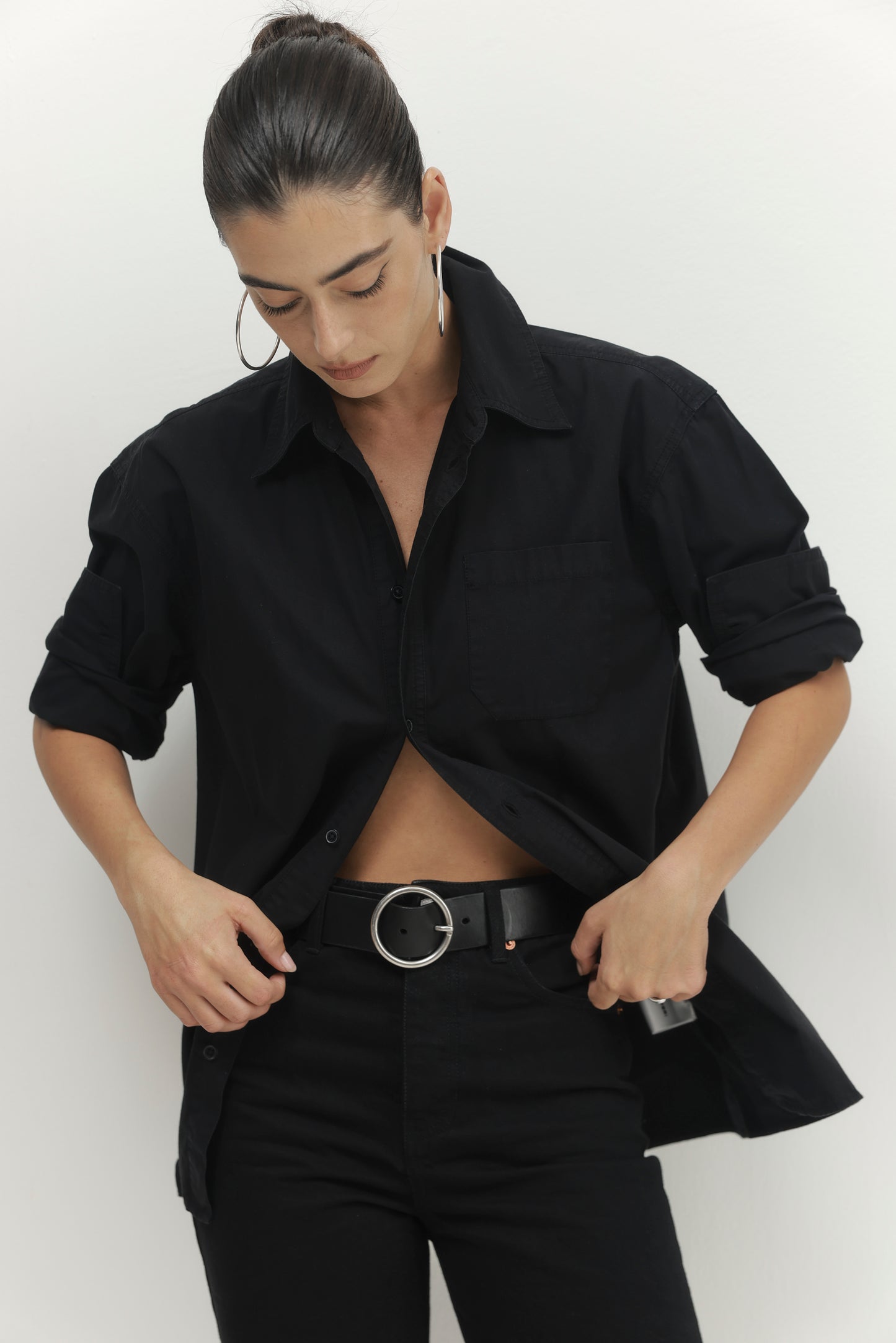 Light Gray חולצה מכופתרת ארוכה לנשים Must Have PAPER