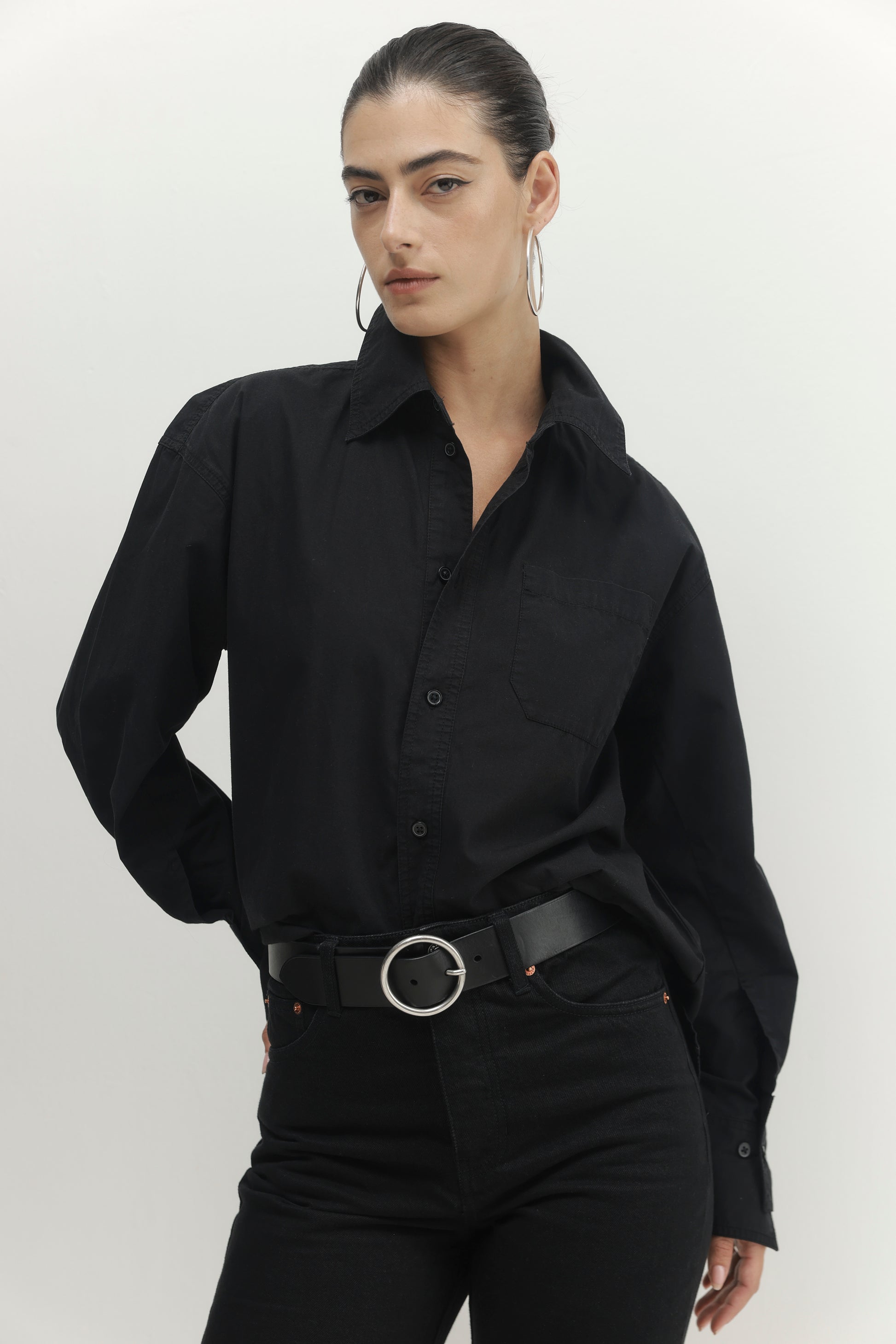 Light Gray חולצה מכופתרת ארוכה לנשים Must Have PAPER