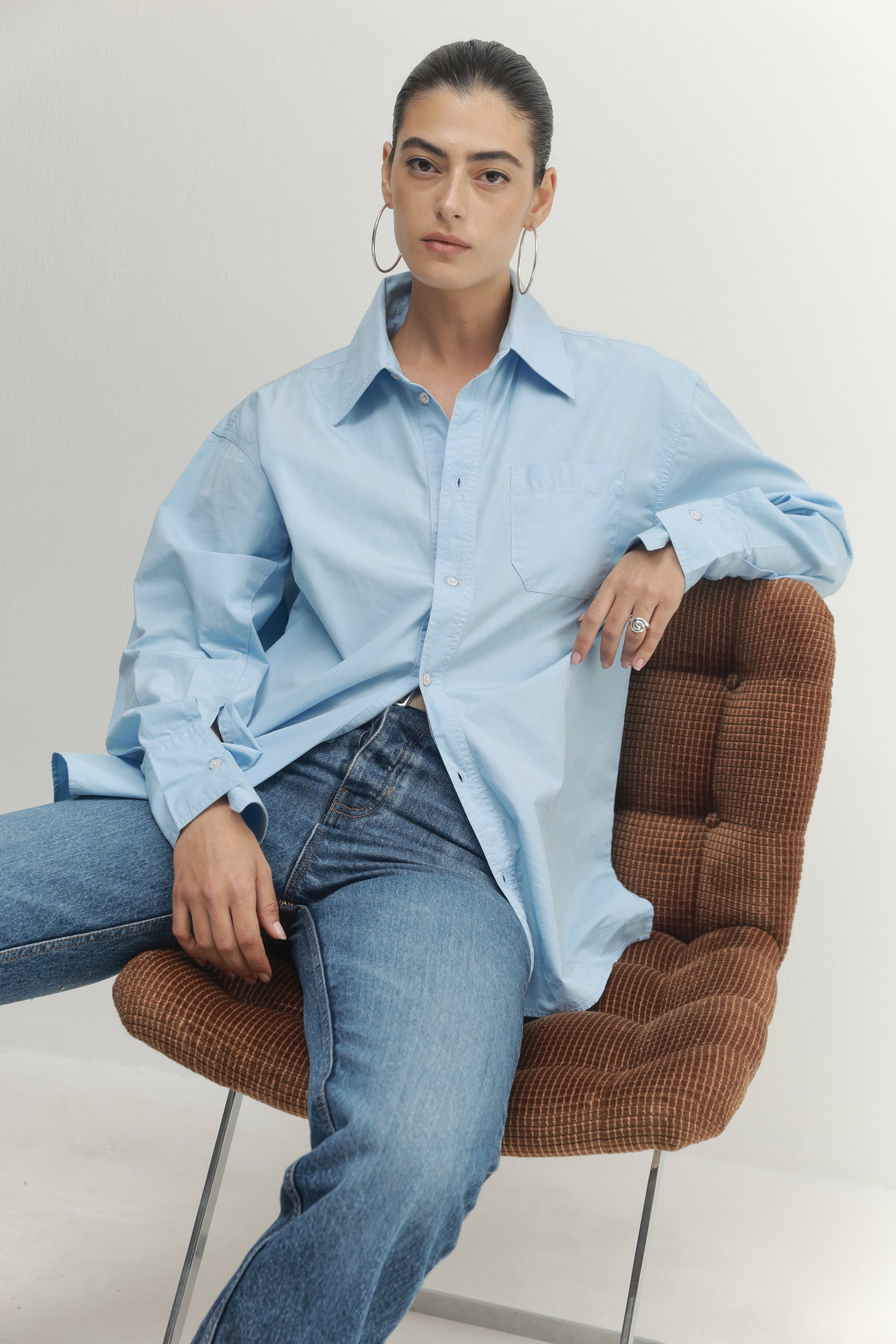 Light Gray חולצה מכופתרת ארוכה לנשים Must Have PAPER