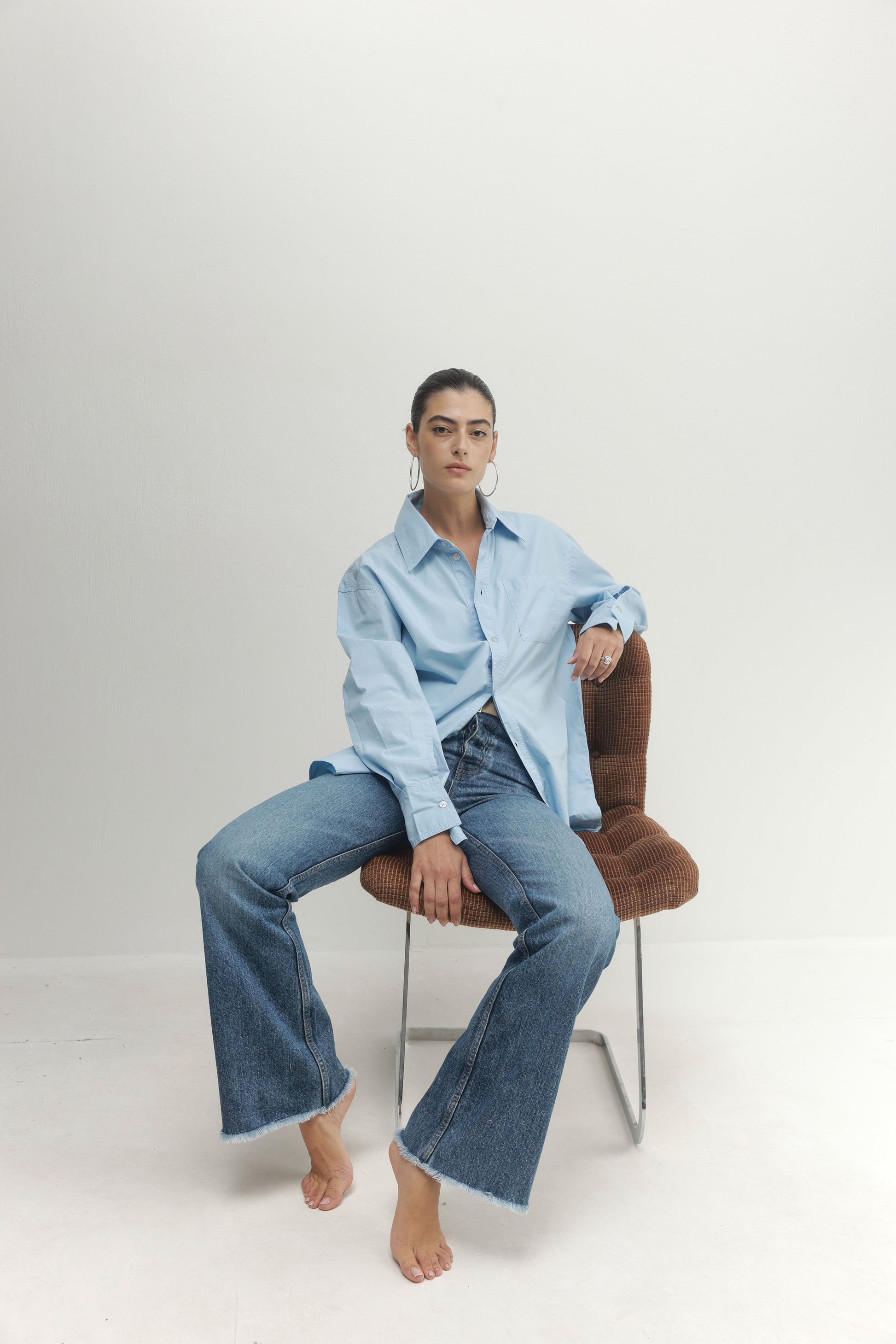 Light Gray חולצה מכופתרת ארוכה לנשים Must Have PAPER