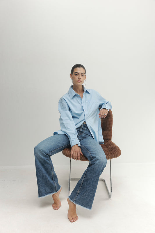 Light Gray חולצה מכופתרת ארוכה לנשים Must Have PAPER