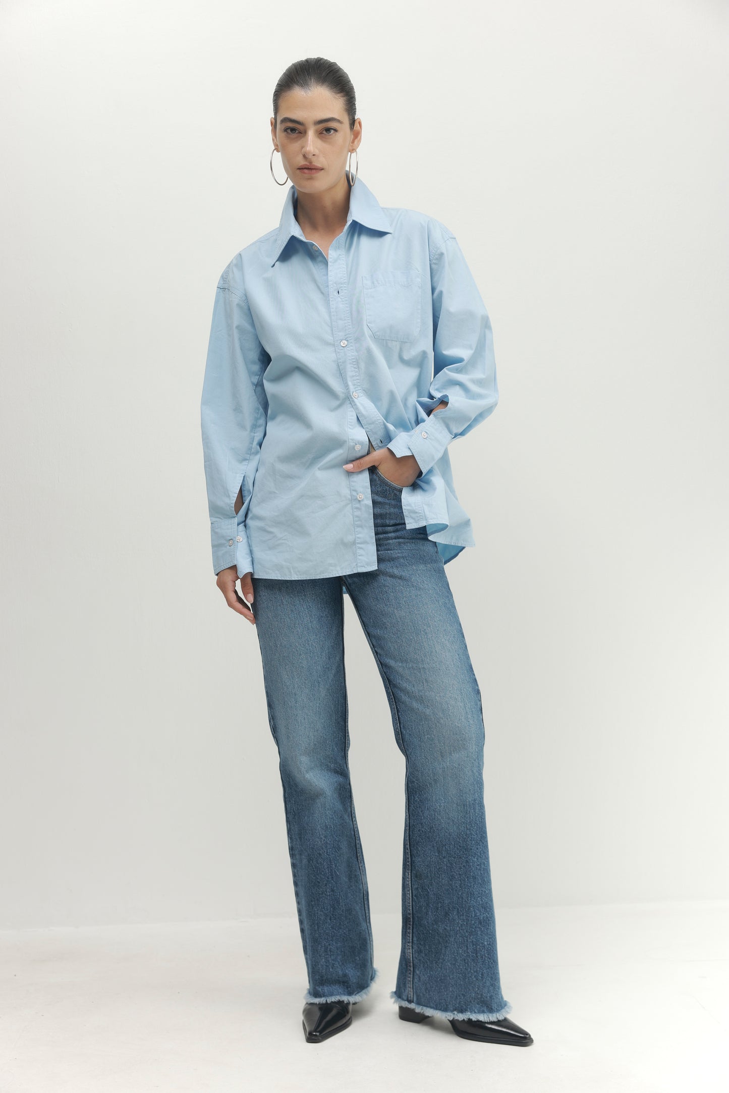 Light Gray חולצה מכופתרת ארוכה לנשים Must Have PAPER