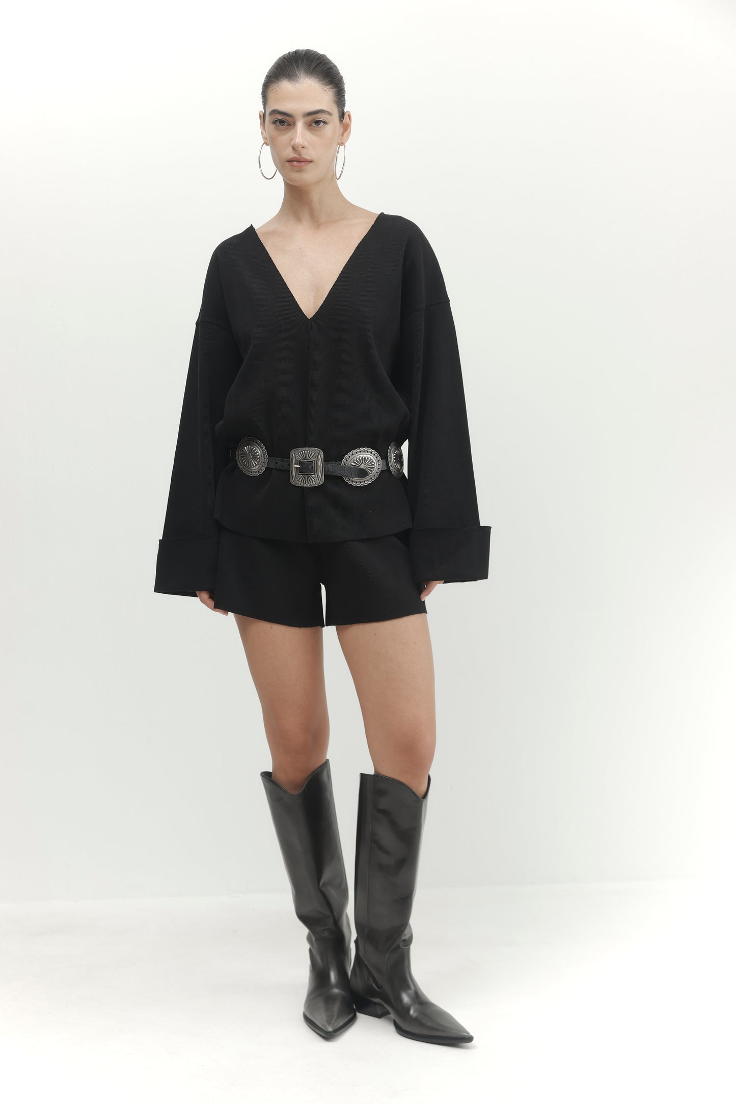 Beige חולצה ארוכה לנשים Pleated PAPER