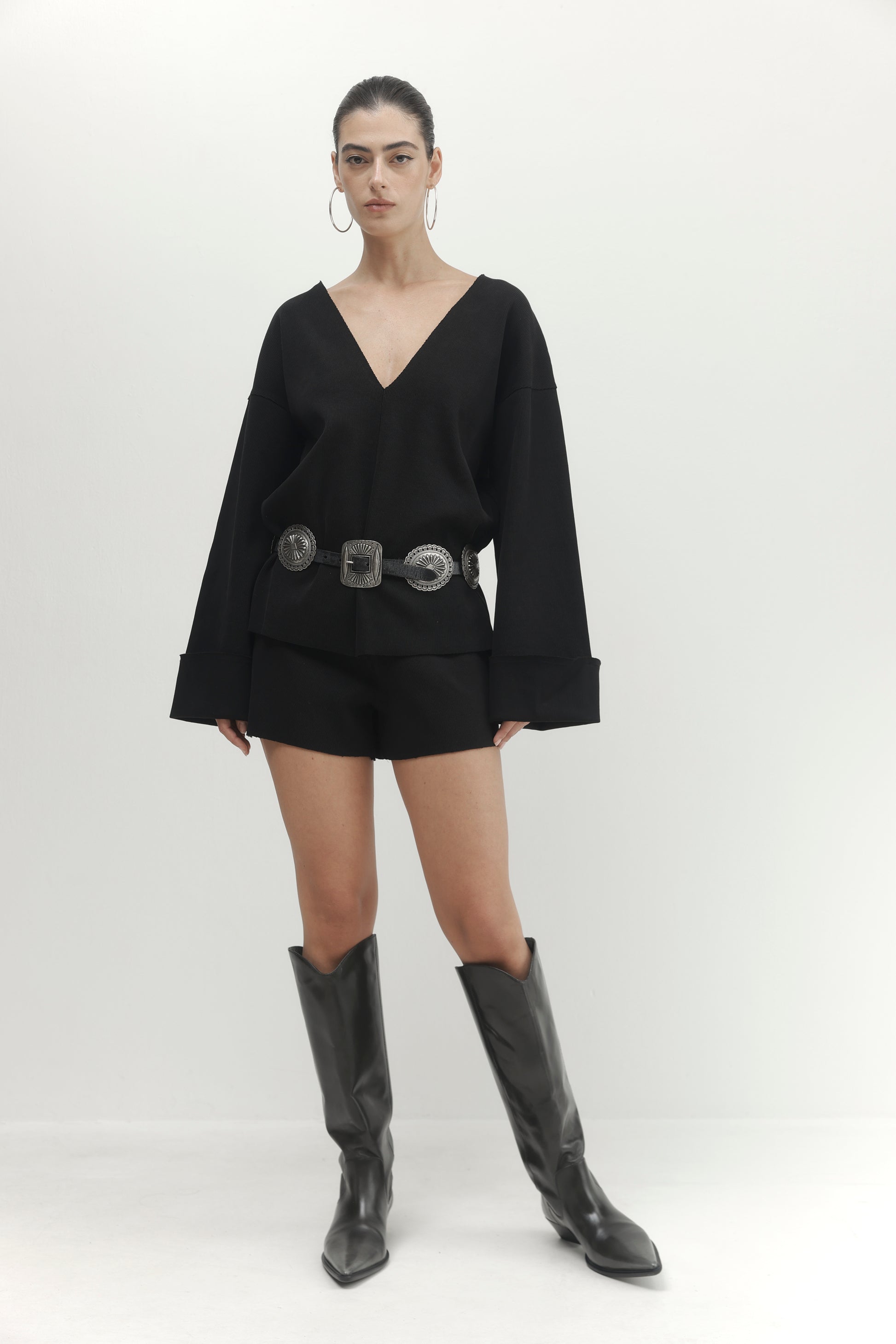 Antique White חולצה ארוכה לנשים Pleated PAPER