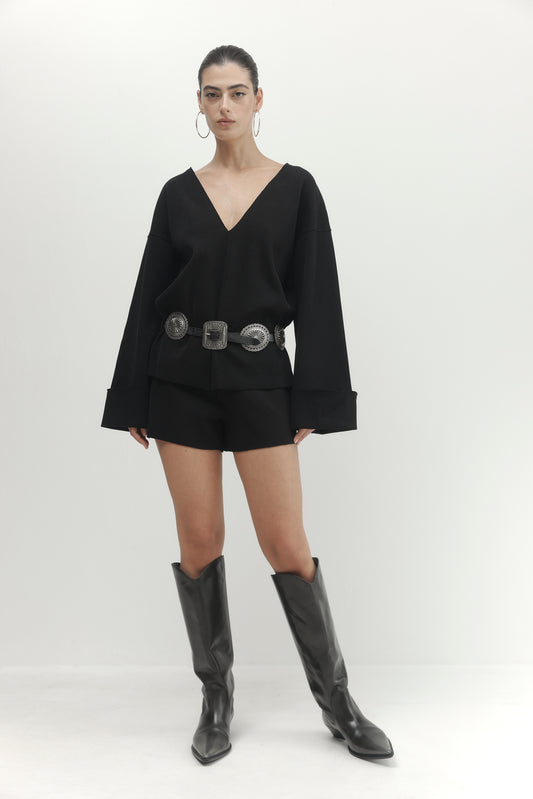 Antique White חולצה ארוכה לנשים Pleated PAPER