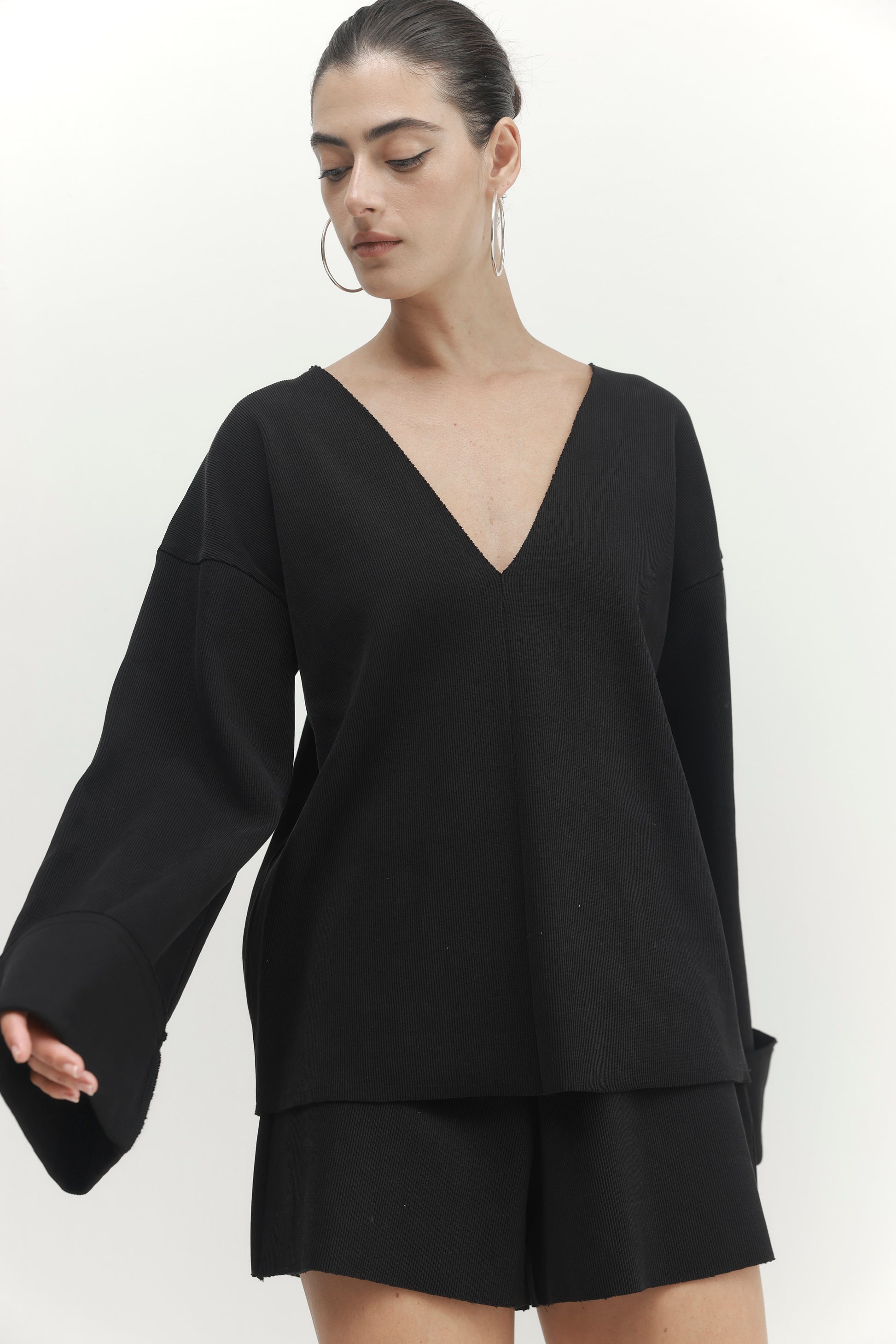 Antique White חולצה ארוכה לנשים Pleated PAPER