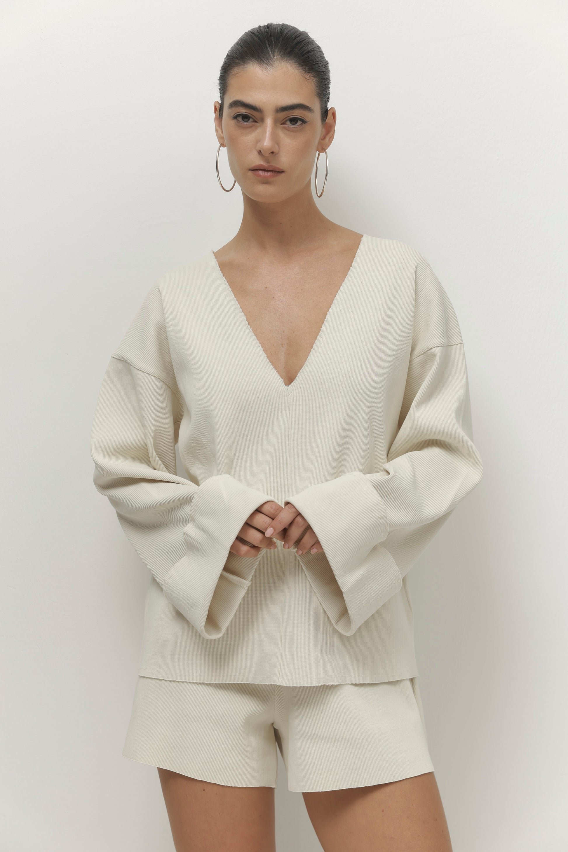 Light Gray חולצה ארוכה לנשים Pleated PAPER