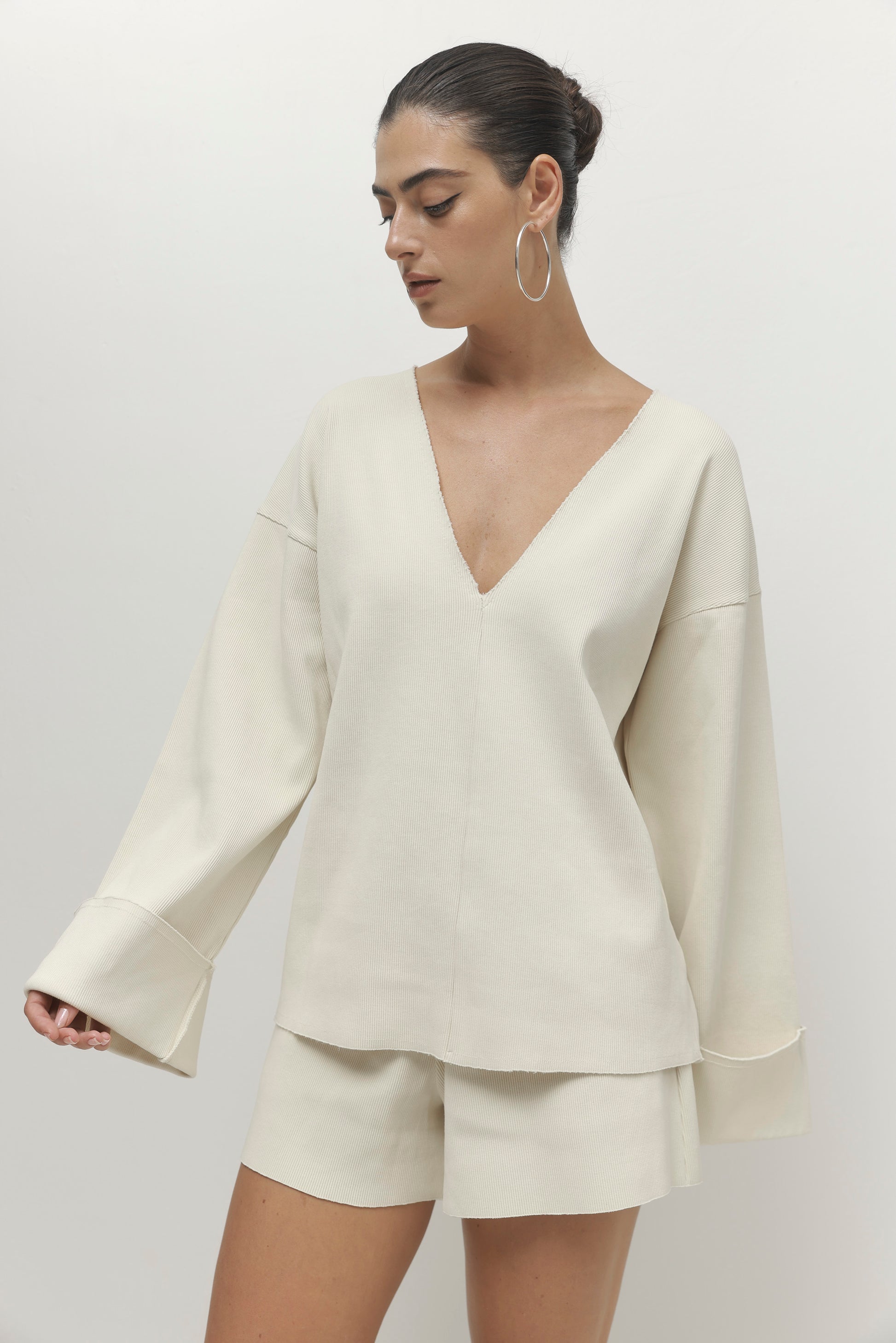 Light Gray חולצה ארוכה לנשים Pleated PAPER