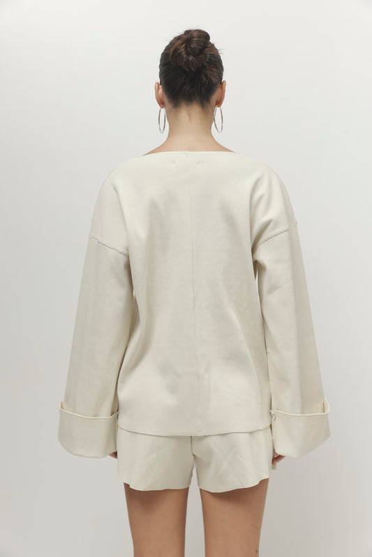 Light Gray חולצה ארוכה לנשים Pleated PAPER