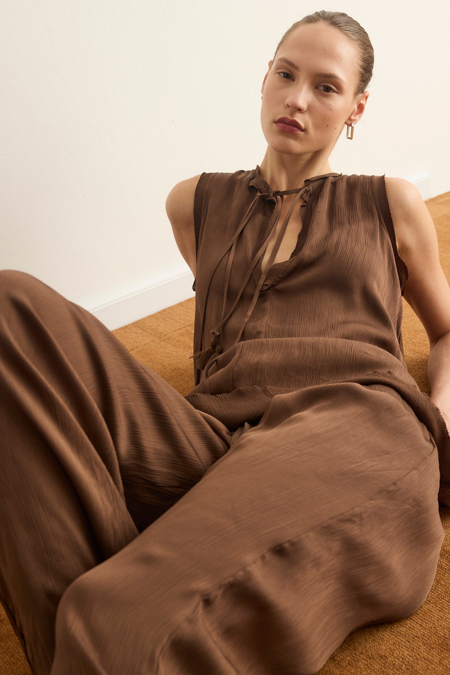 Saddle Brown חולצה קצרה לנשים Athens PAPER