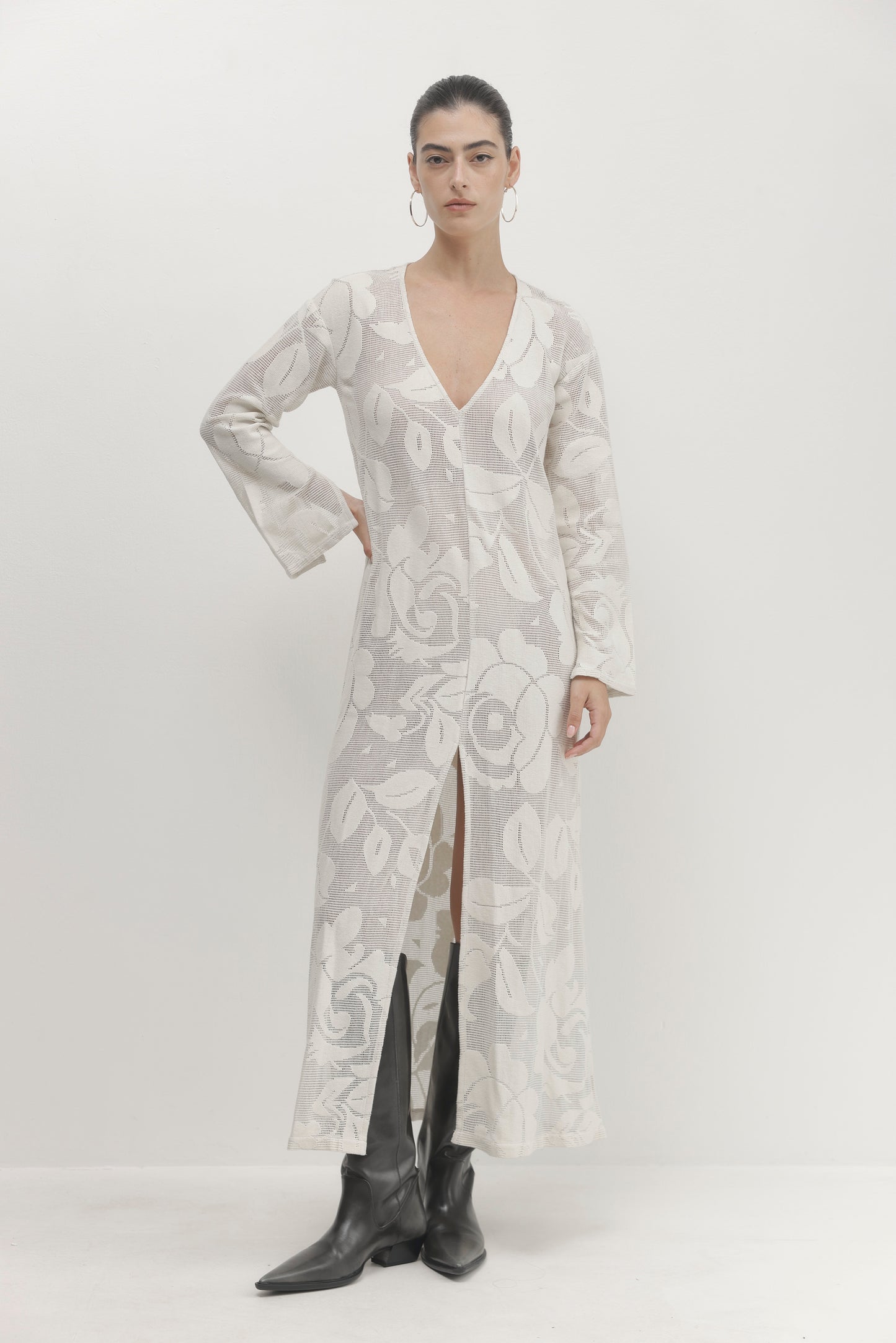 Light Gray שמלת מקסי לנשים Luna PAPER