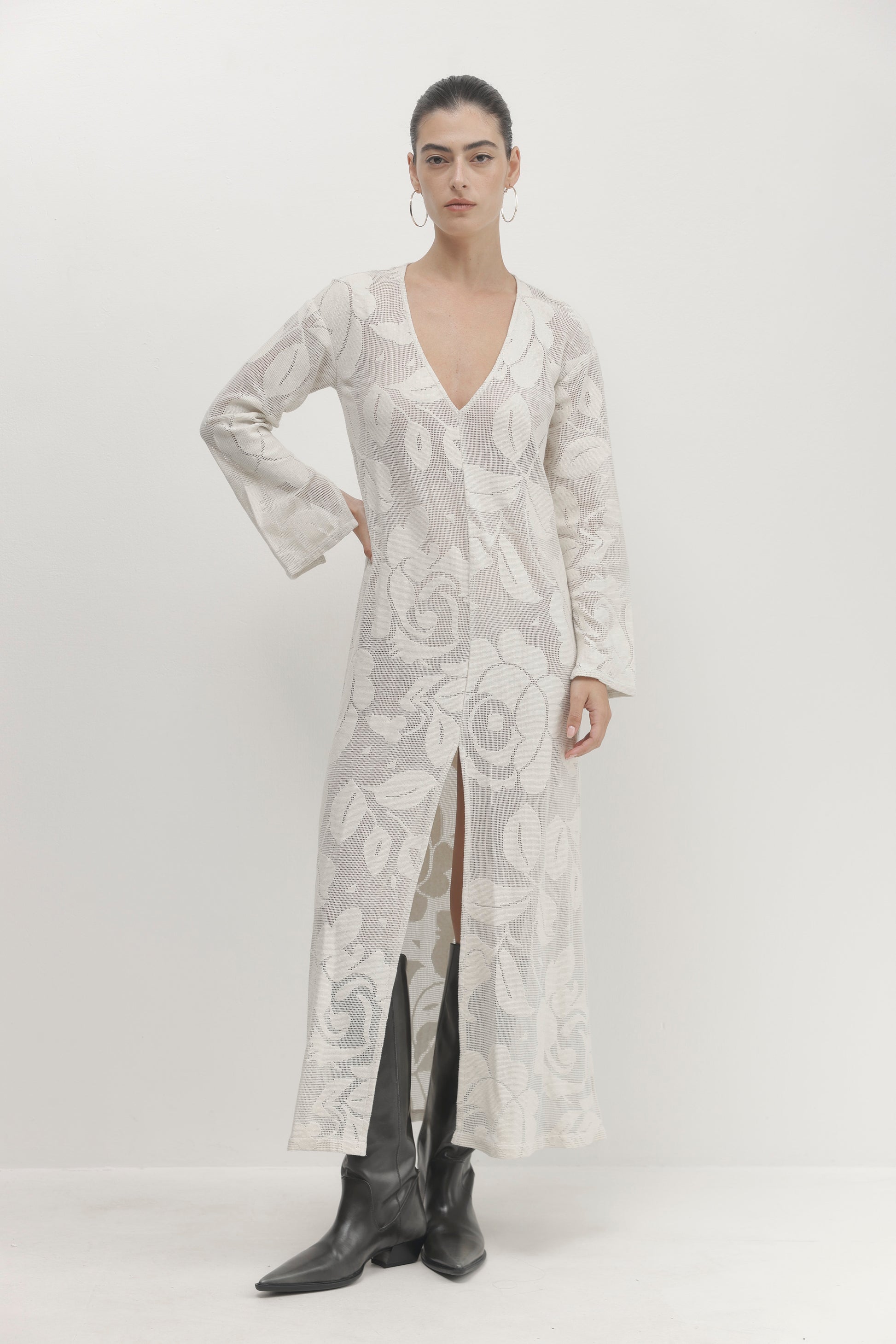 Light Gray שמלת מקסי לנשים Luna PAPER