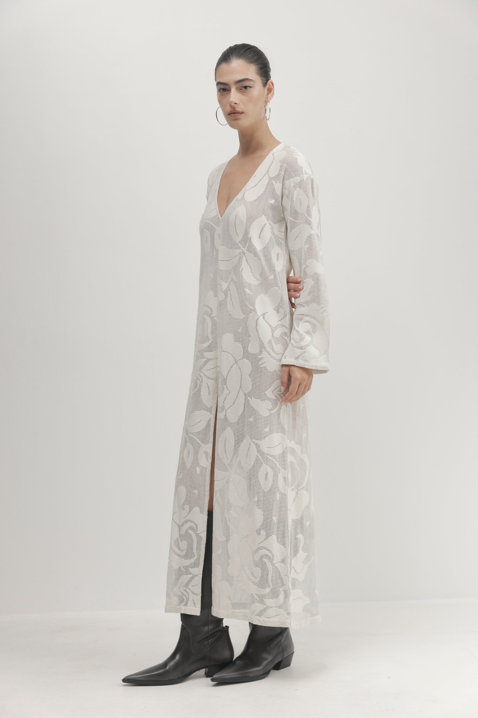 Light Gray שמלת מקסי לנשים Luna PAPER