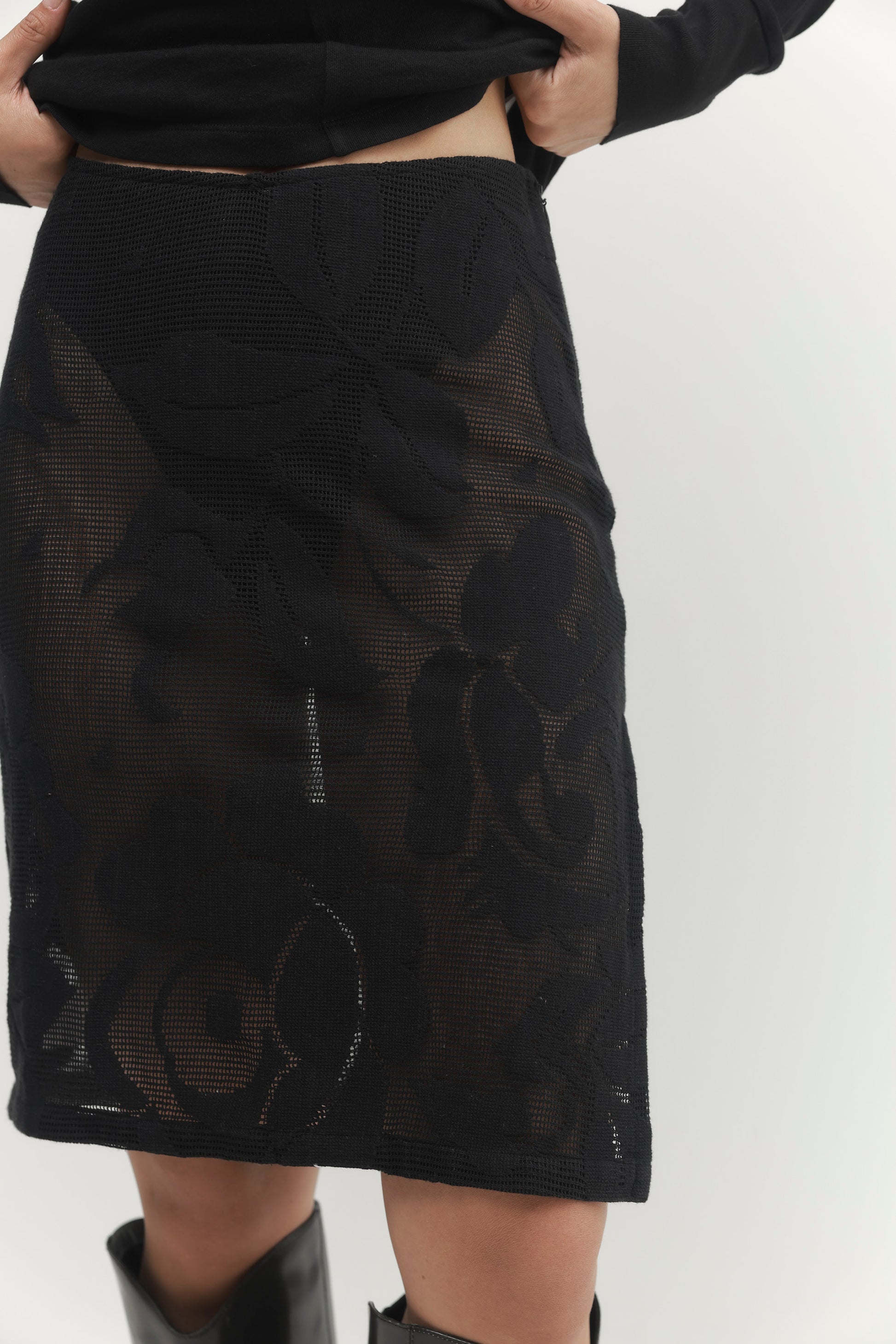 Black חצאית מידי לנשים Mirage PAPER