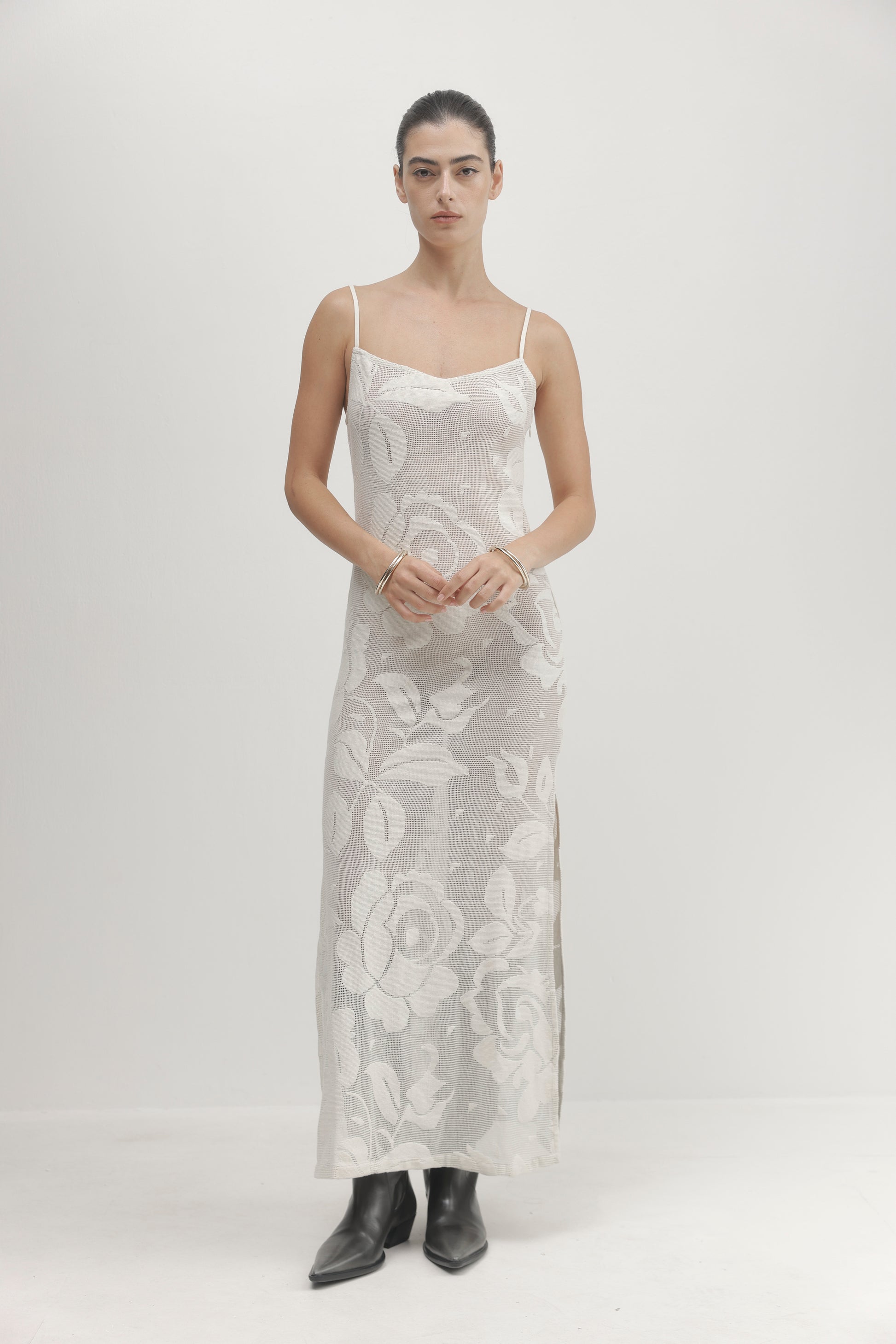 Light Gray שמלת מידי לנשים Oasis PAPER