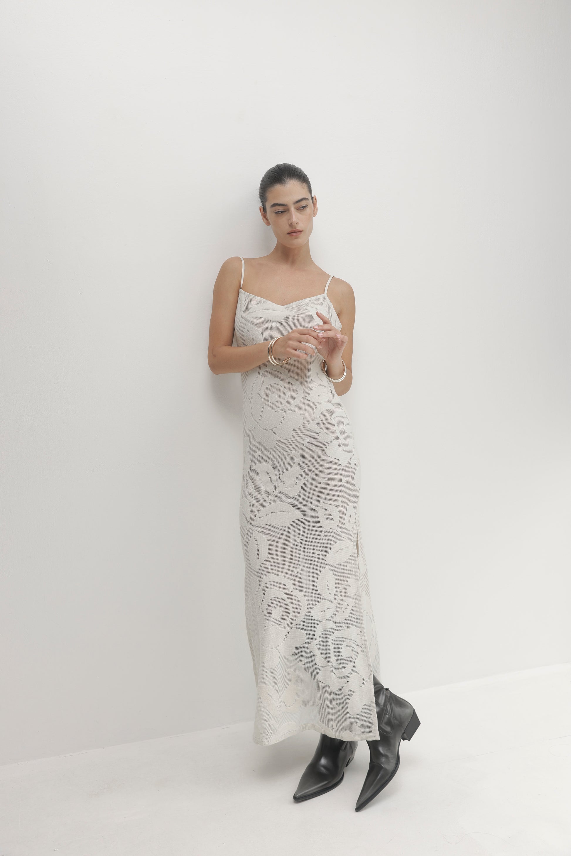 Light Gray שמלת מידי לנשים Oasis PAPER