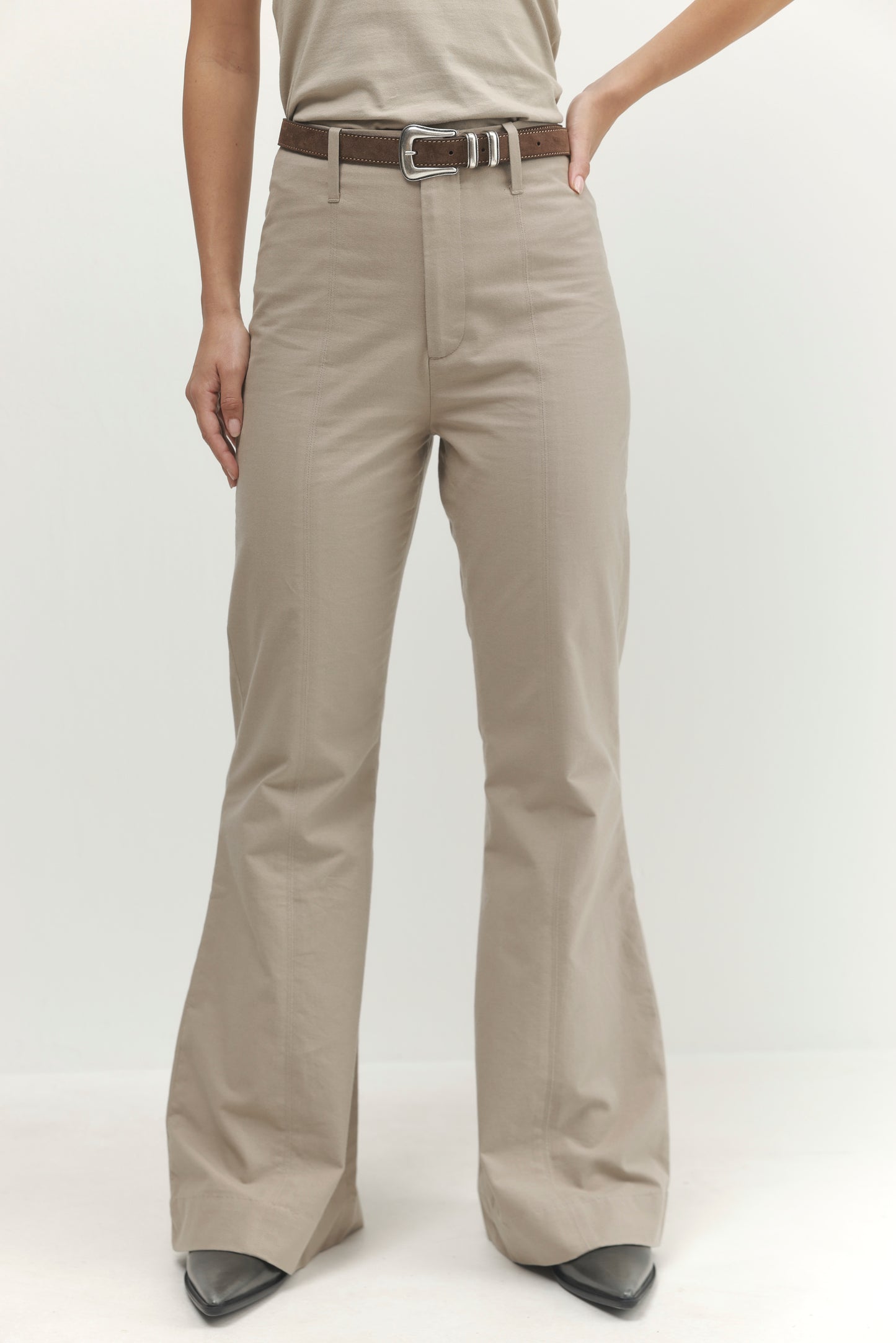 Light Gray מכנסיים ארוכים לנשים Oasis PAPER