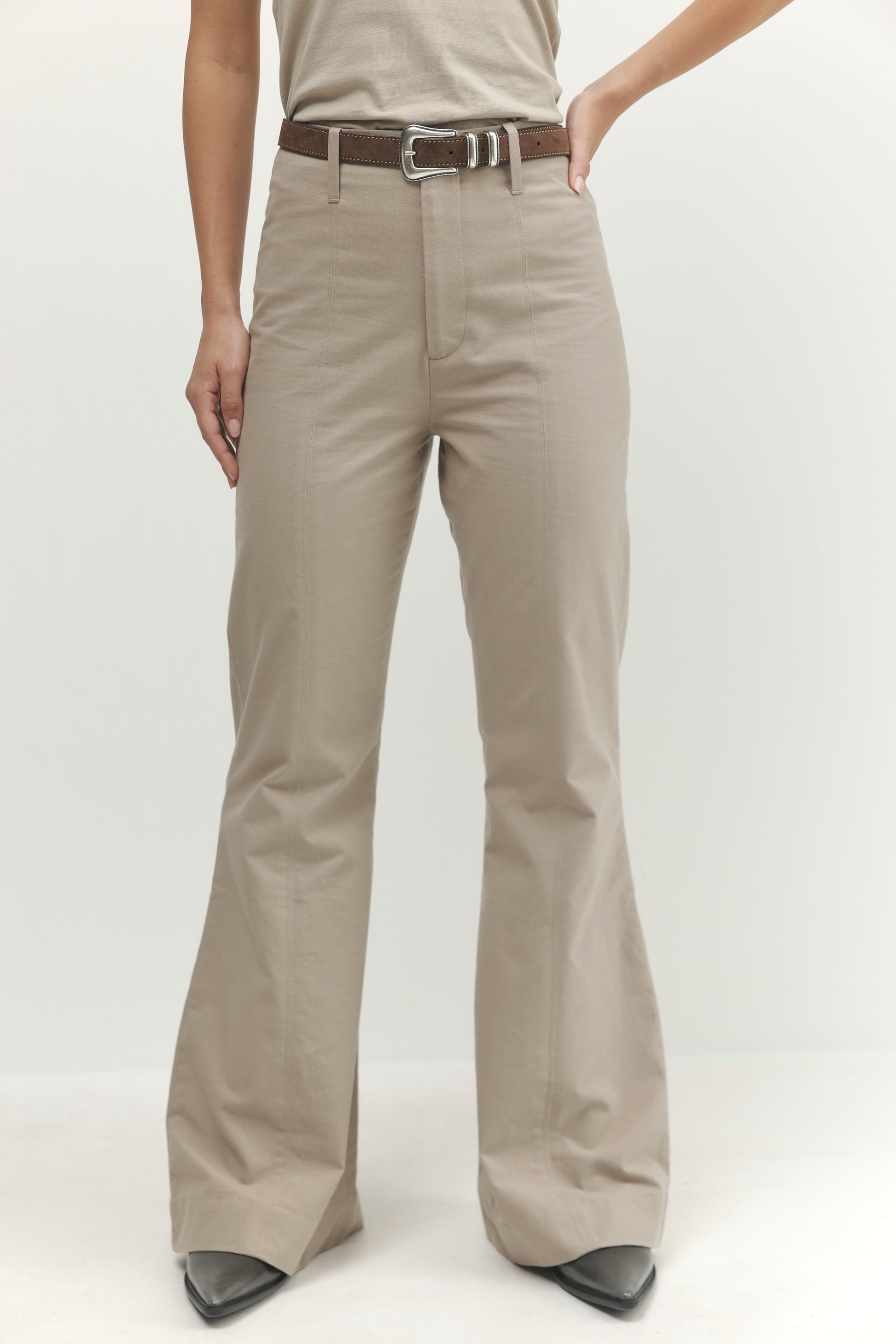 Light Gray מכנסיים ארוכים לנשים Oasis PAPER