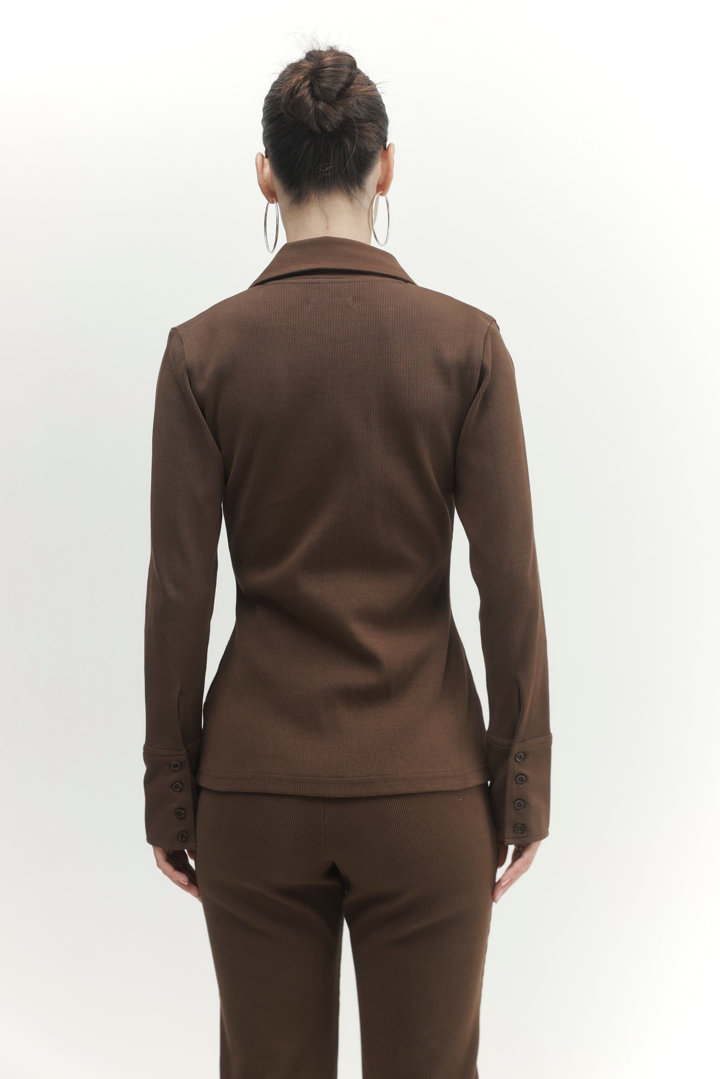 White Smoke חולצה מכופתרת ארוכה עם צווארון Pleated PAPER