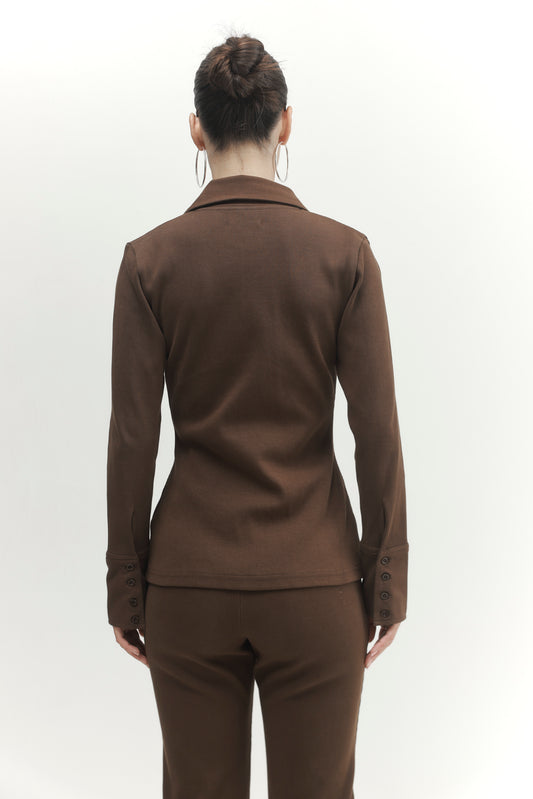 White Smoke חולצה מכופתרת ארוכה עם צווארון Pleated PAPER