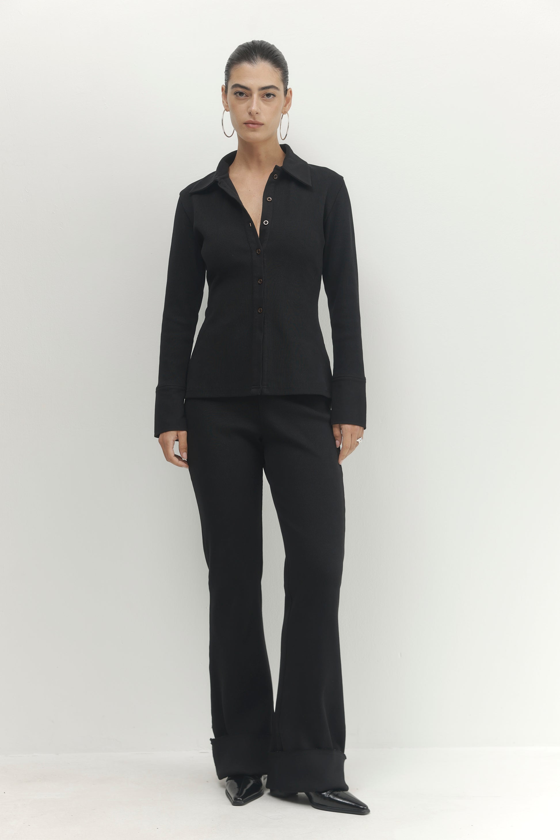 Light Gray מכנסיים ארוכים לנשים Pleated PAPER