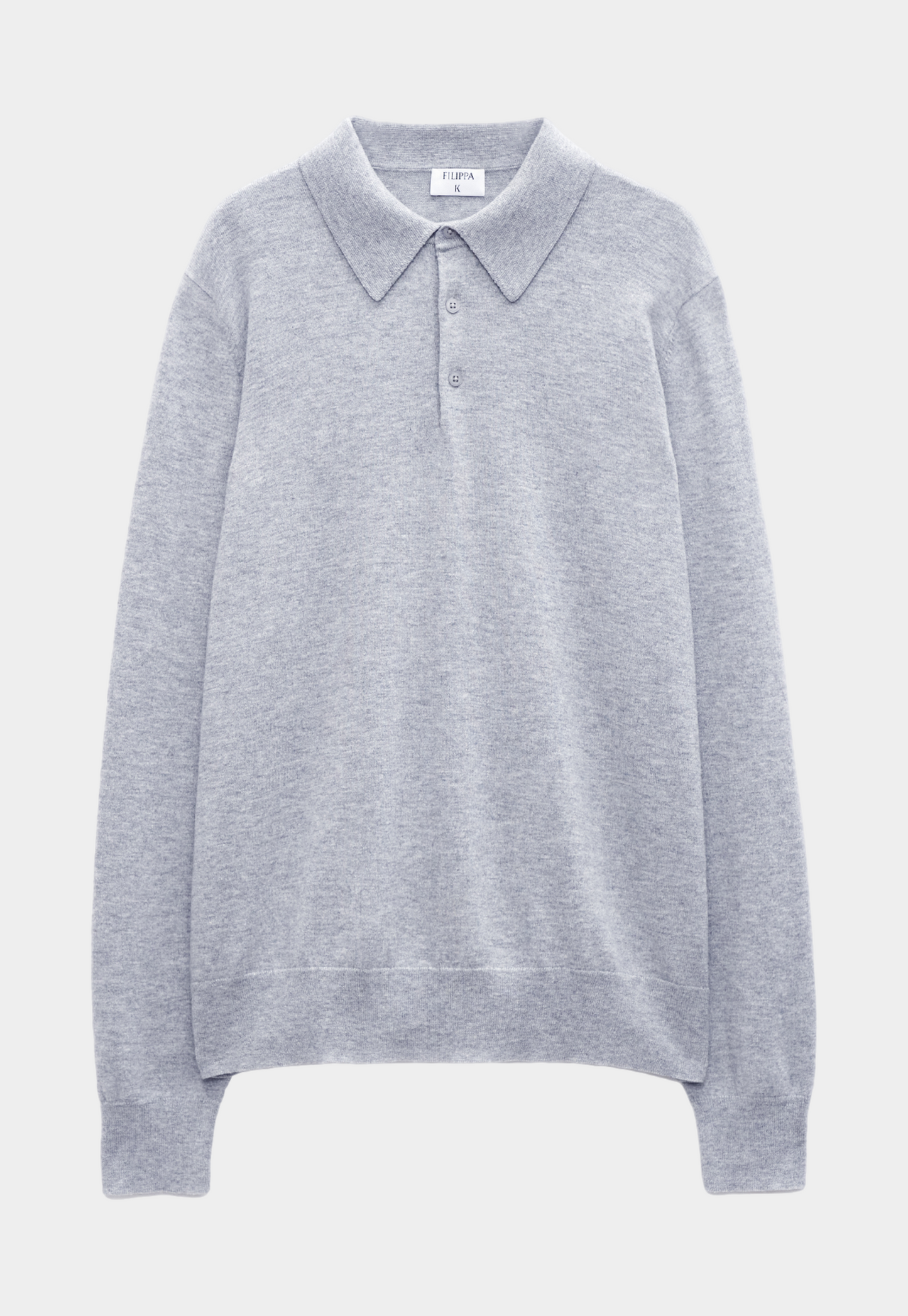 Light Gray חולצת פולו סריג ארוכה לגברים FILIPPA K