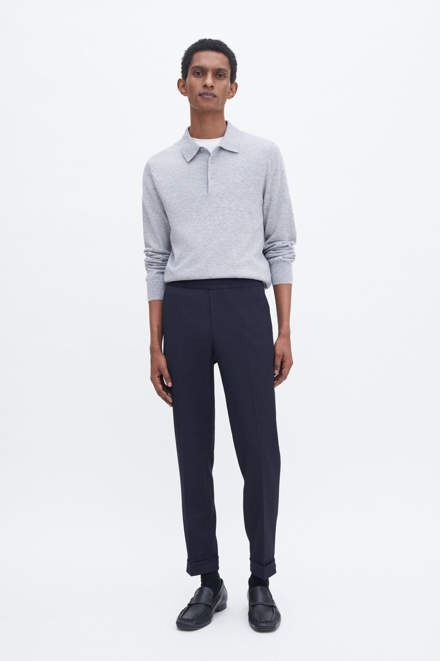 White Smoke חולצת פולו סריג ארוכה לגברים FILIPPA K