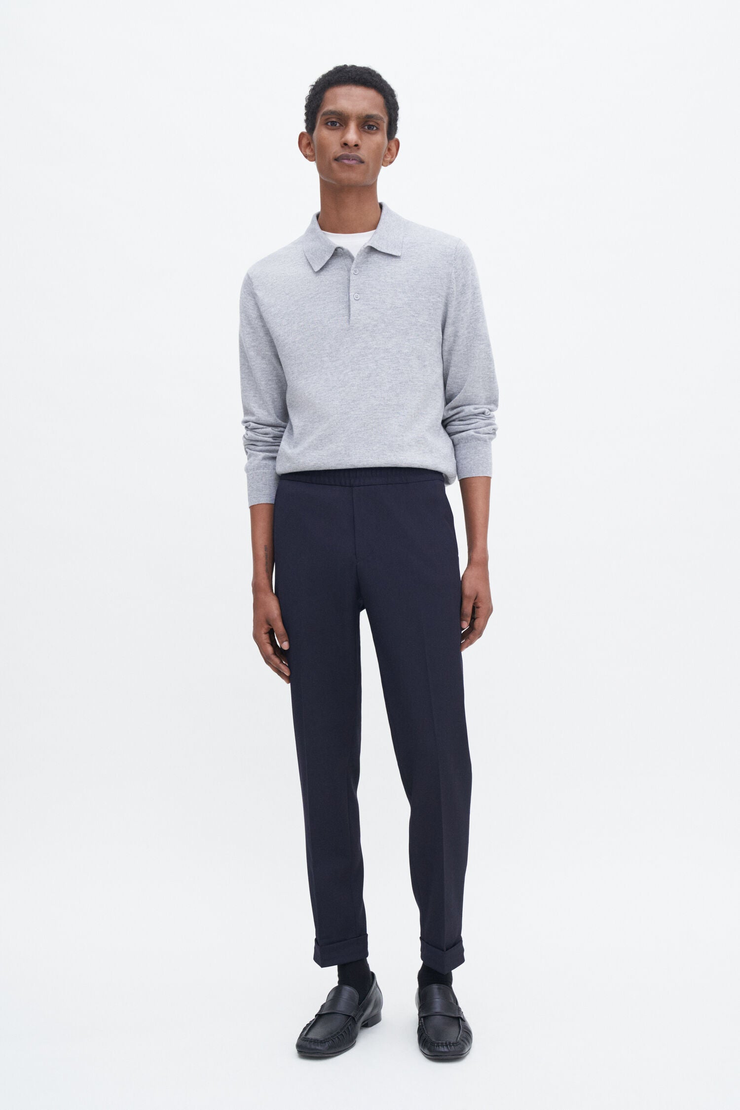 White Smoke חולצת פולו סריג ארוכה לגברים FILIPPA K